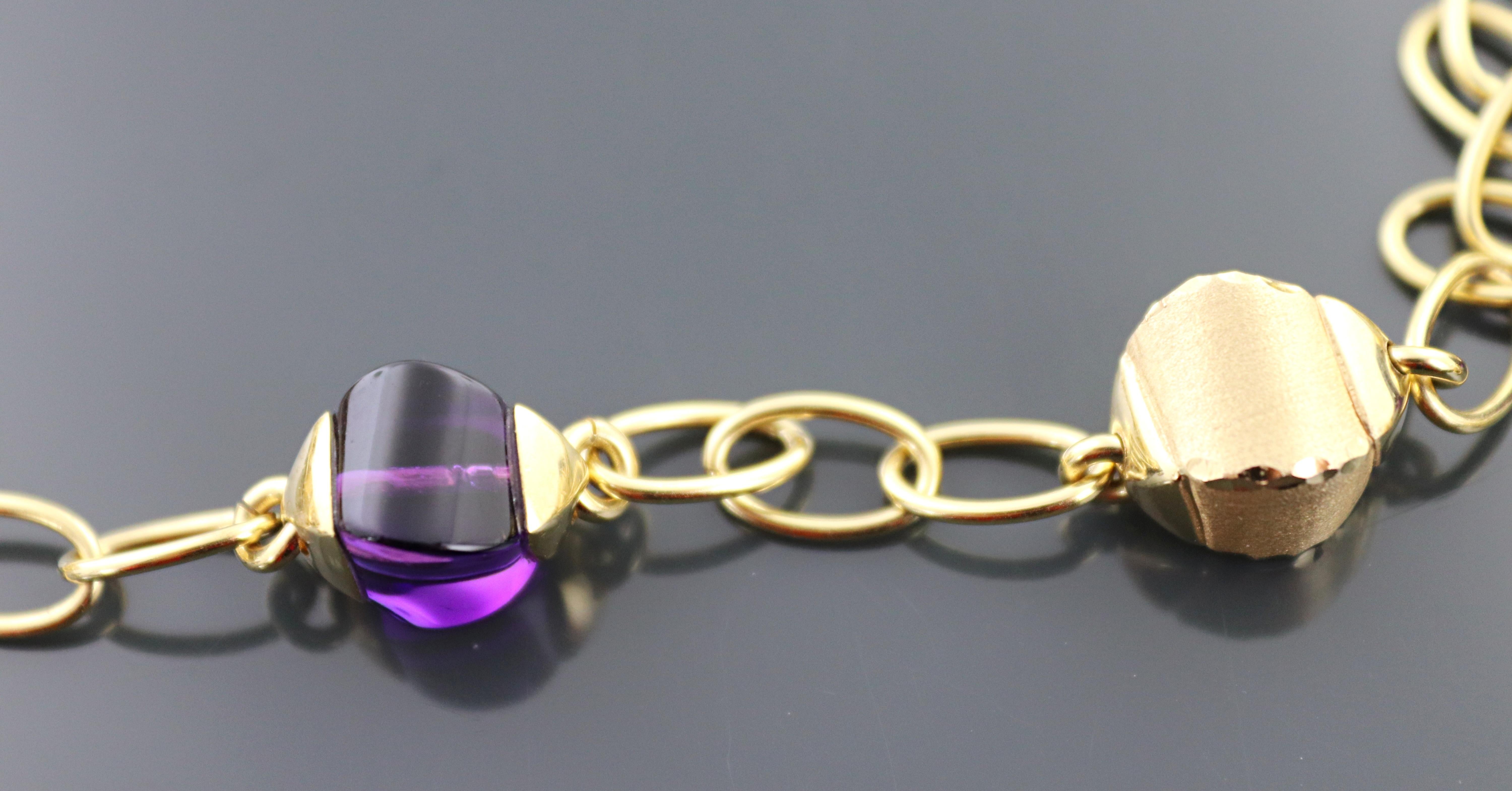 Donna Roberto Coin Collana e orecchini con ametista e oro giallo 18k in vendita