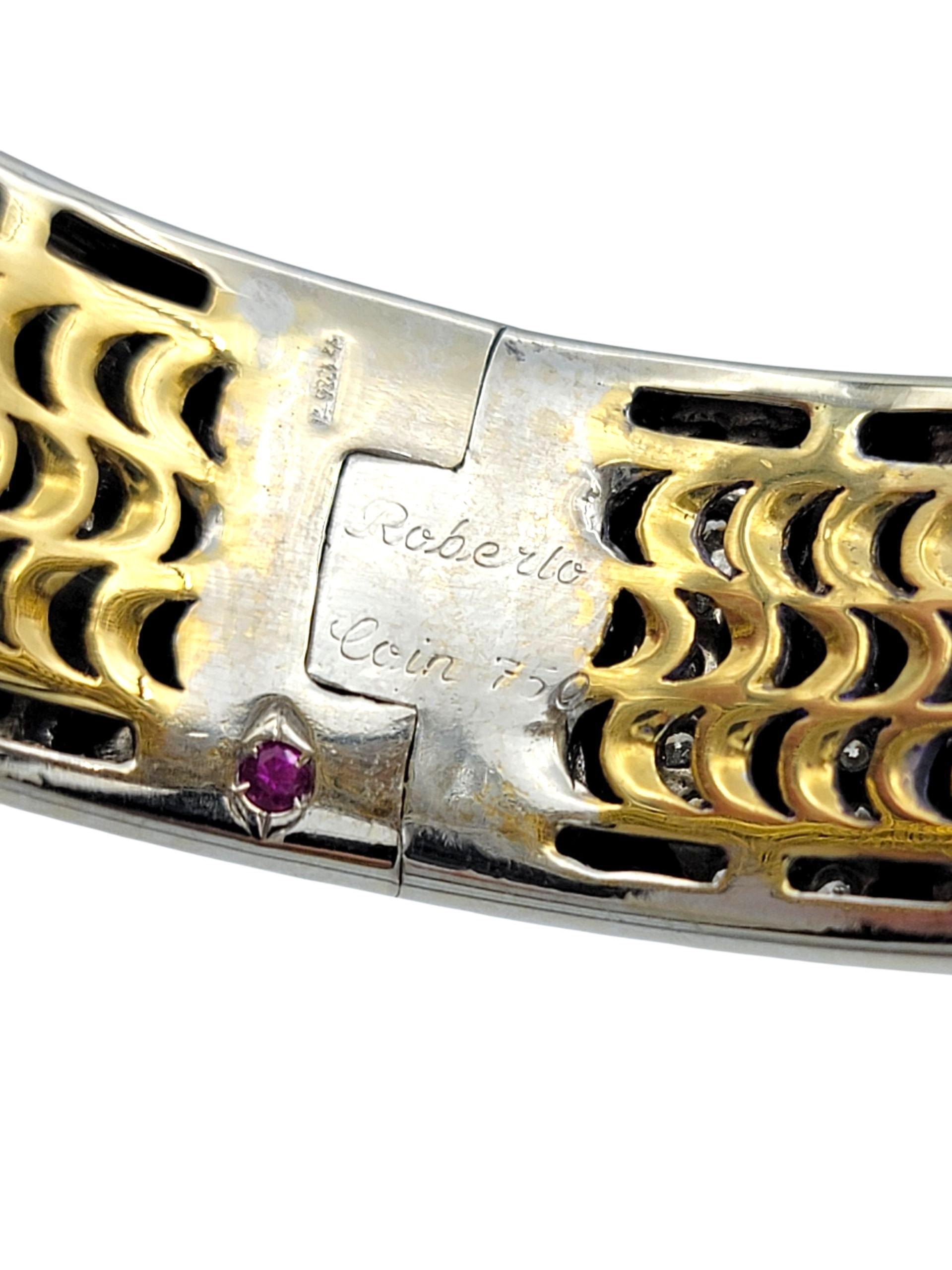 De las mujeres Roberto Coin Pulsera brazalete con estampado de cebra y diamantes en oro de 18 quilates bicolor en venta