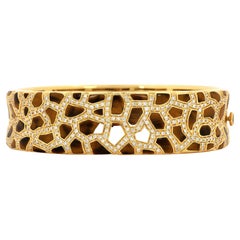 Roberto Coin Bracelet jonc animalier girafe en or 18 carats avec œil de tigre et diamants