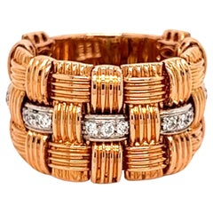 Roberto Coin Appasionata 18k Rose Gold and Diamond Three Row Band Ring