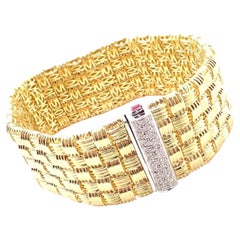 Roberto Coin Appasionata Diamond Ruby Five Row Wide Yellow Gold Bracelet