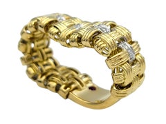 Roberto Coin 'Appasionata' Flexible Basketweave Ring with Diamonds 18 Karat Gold