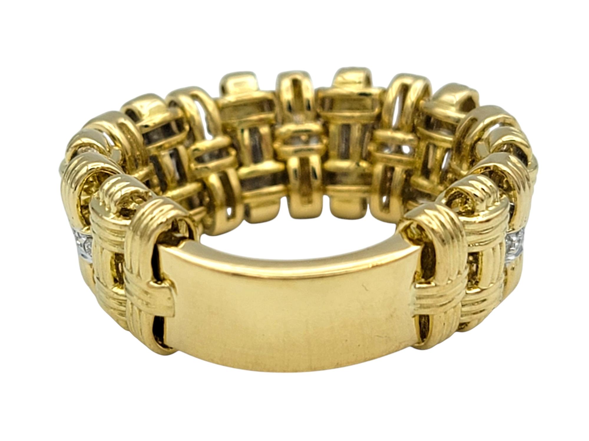 Contemporain Roberto Coin, bague « Appasionata » souple tissée en panier avec diamants en or 18 carats