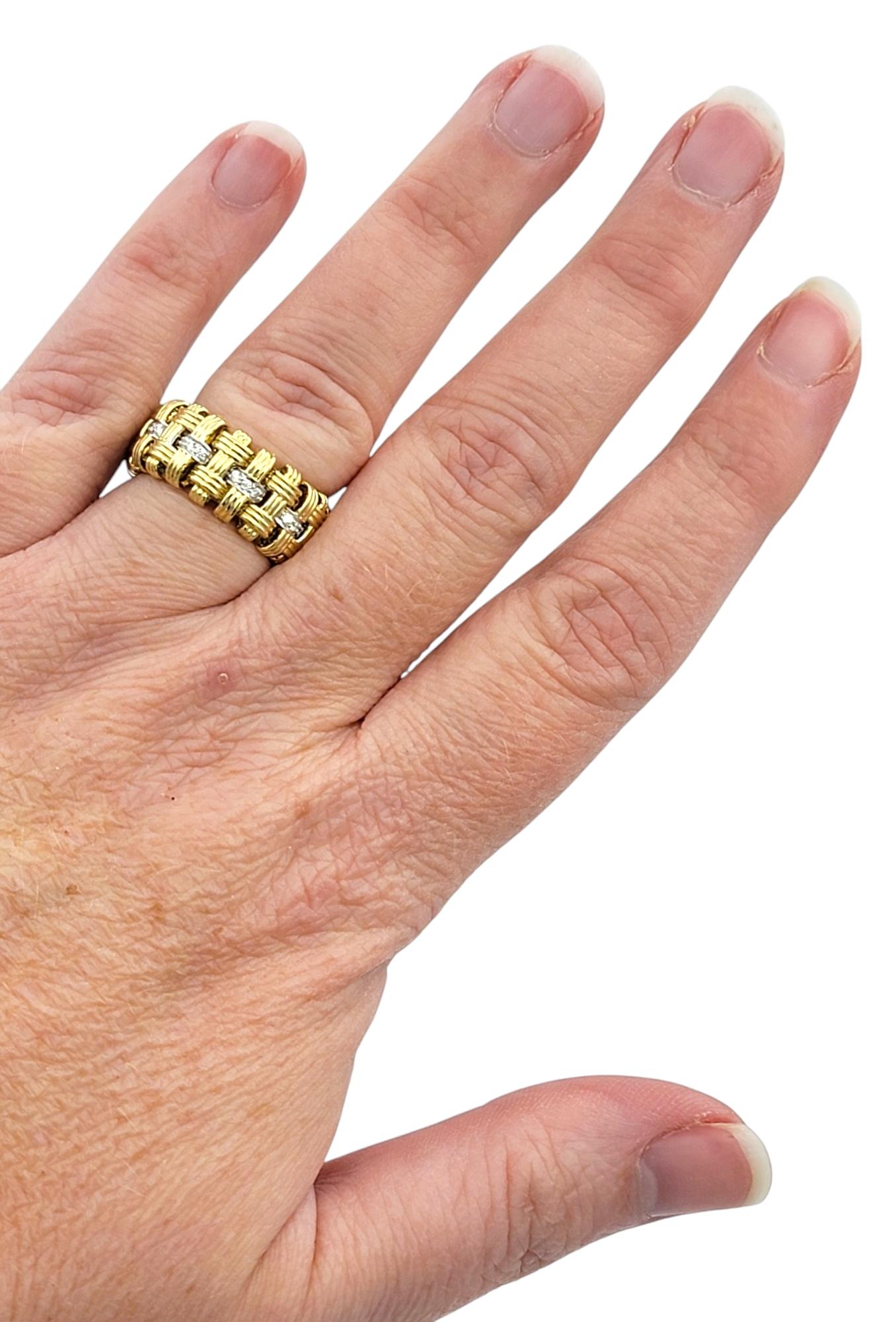  Roberto Coin, bague « Appasionata » souple tissée en panier avec diamants en or 18 carats Unisexe 