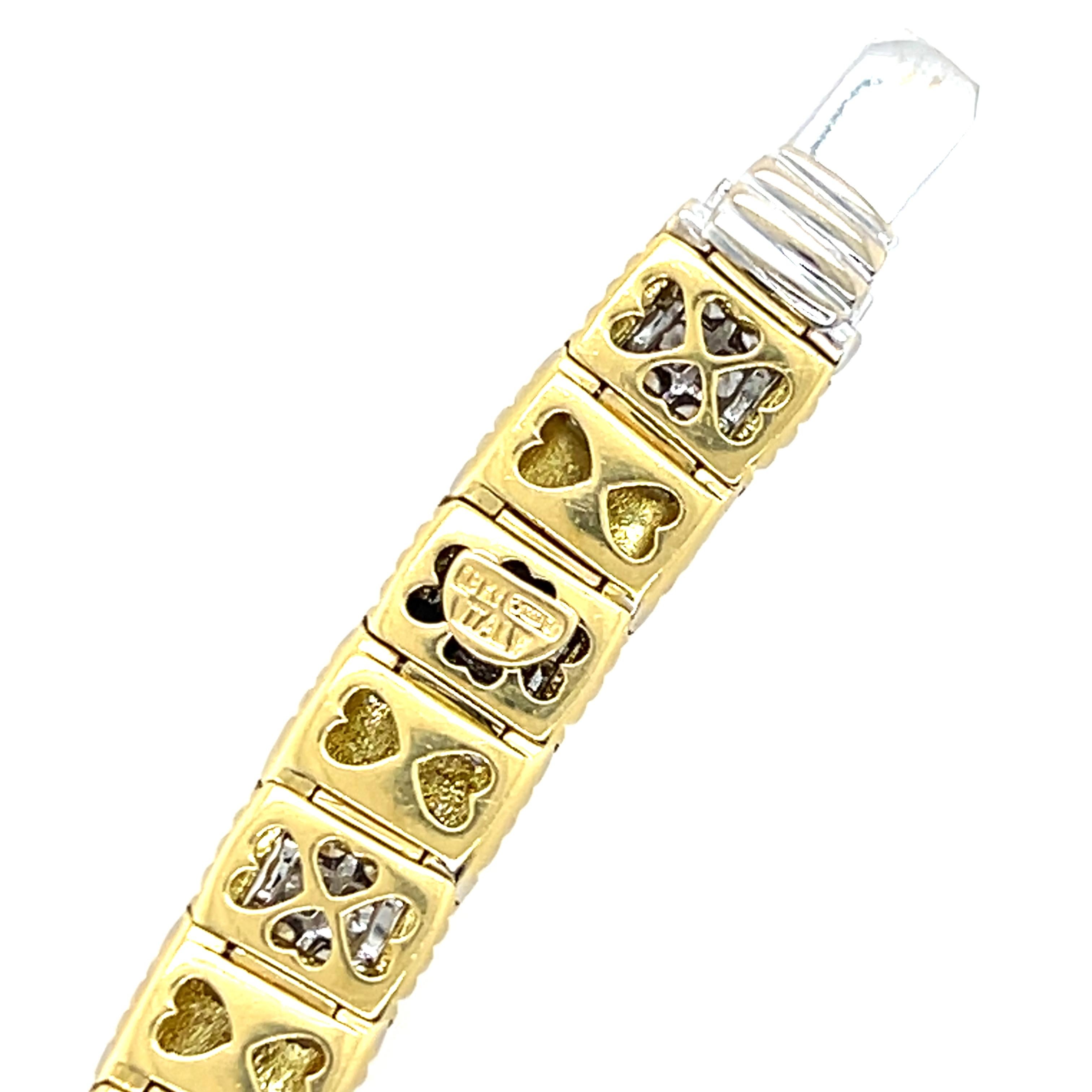 Roberto Coin Appassionata 1.43tcw Diamond and 18k Two Tone Gold Link Bracelet 6