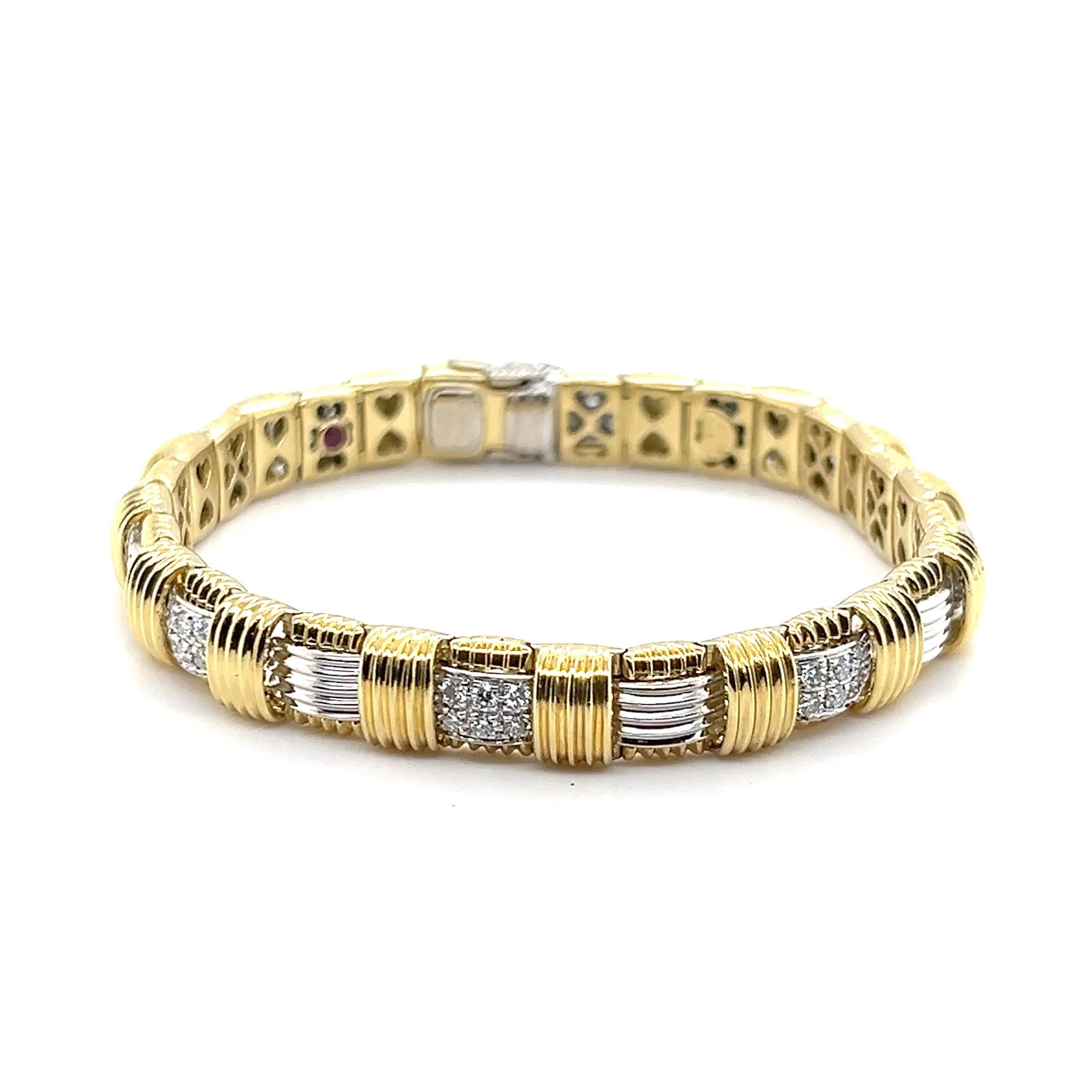 Roberto Coin Appassionata 1.43tcw Diamond and 18k Two Tone Gold Link Bracelet 1