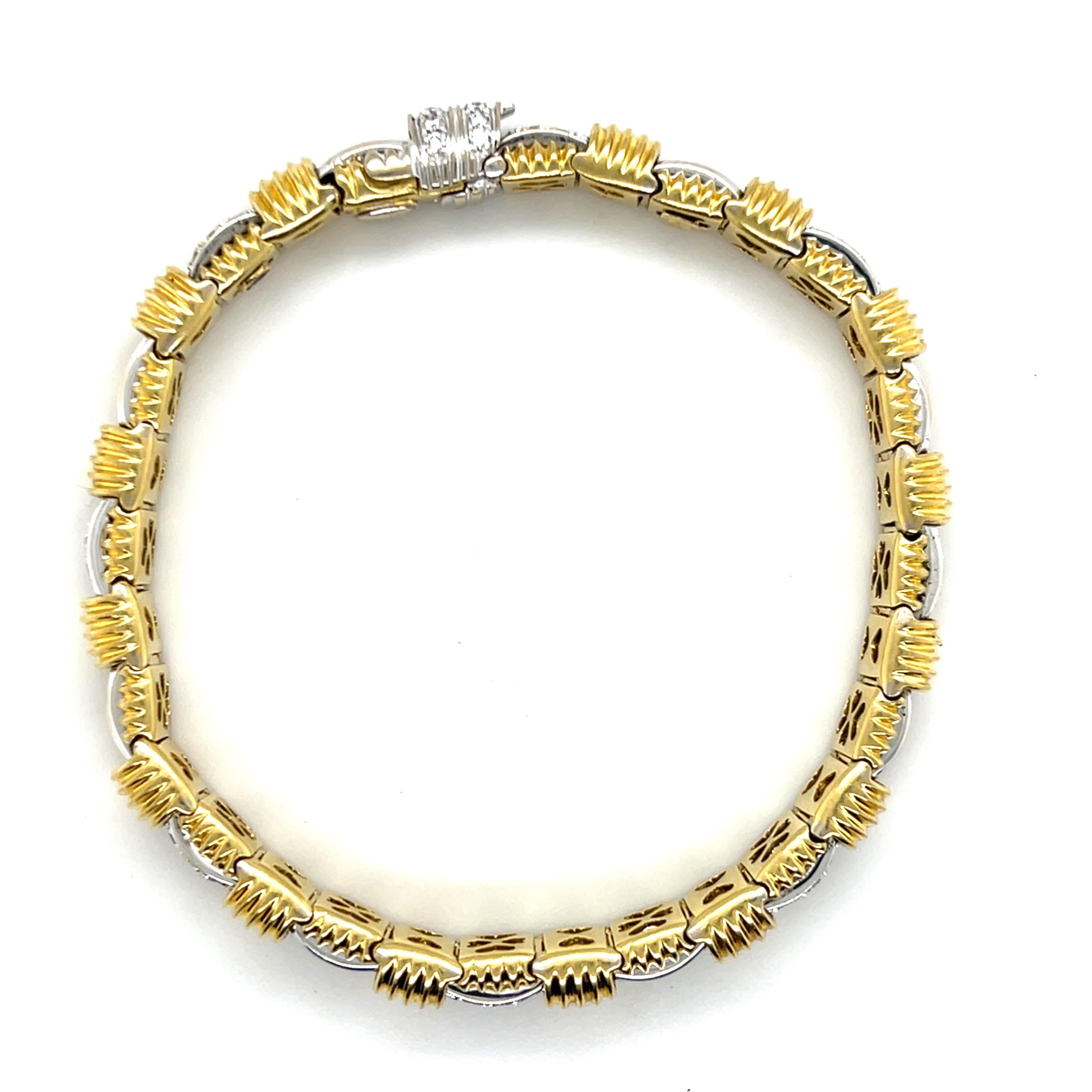 Roberto Coin Appassionata 1.43tcw Diamond and 18k Two Tone Gold Link Bracelet 2