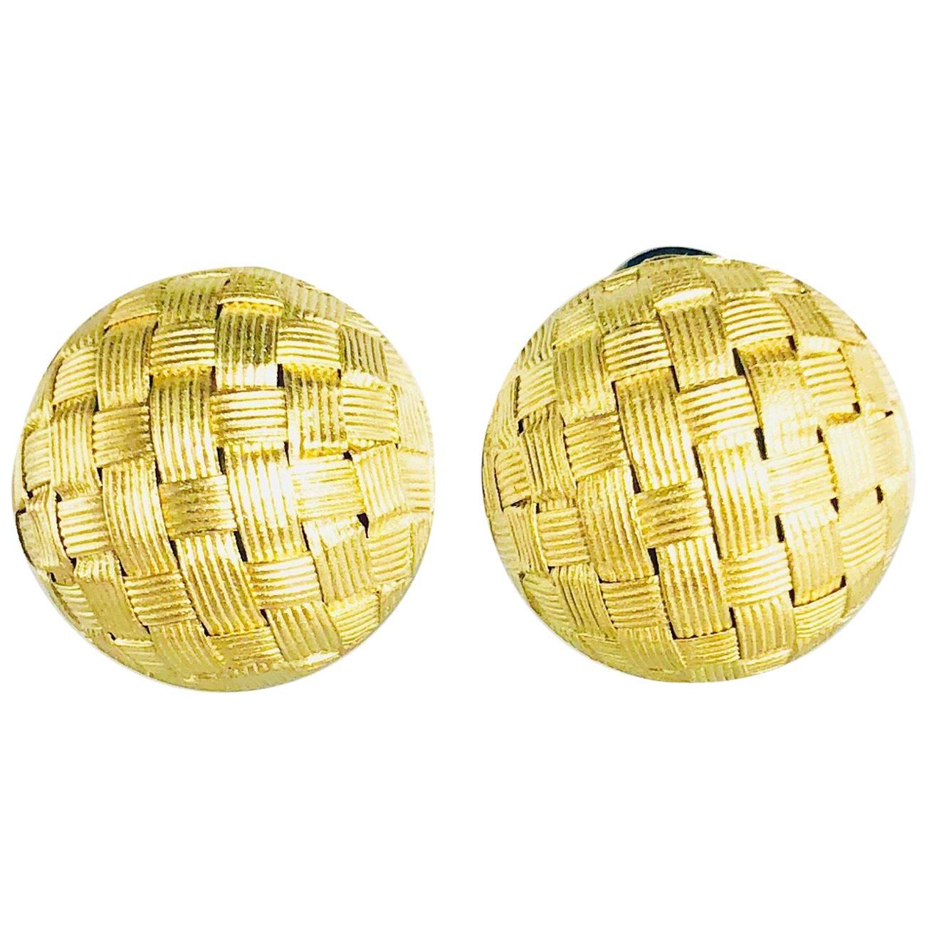 Roberto Coin "Appassionata" 18 Karat Matte Finish Button Earrings