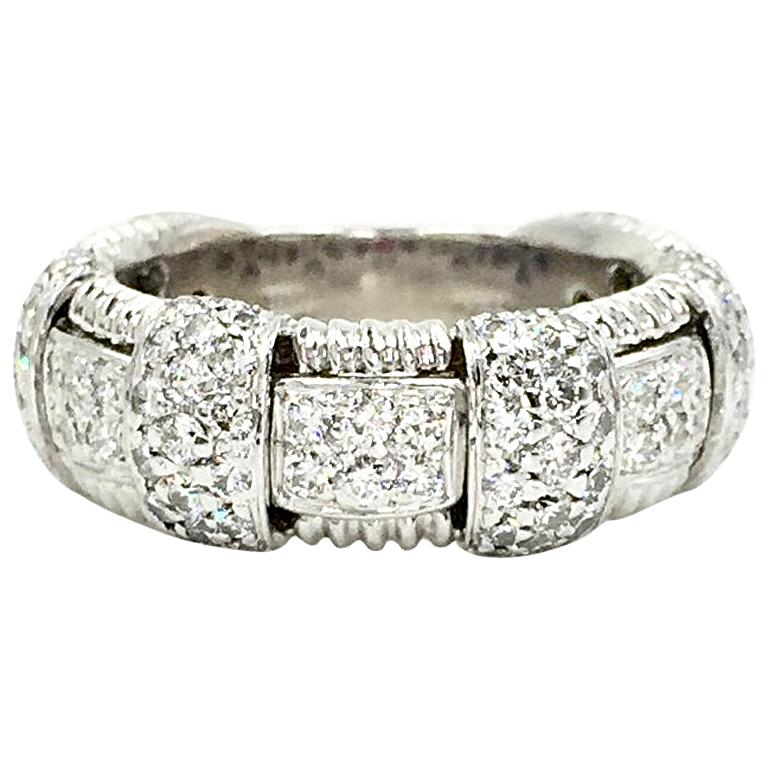 Roberto Coin Appassionata 18 Karat White Gold Woven Diamond Ring