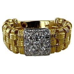 Roberto Coin Appassionata 18 Karat Yellow Gold Diamond Band Ring Size 7.5