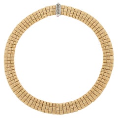 Roberto Coin Appassionata 18k Rose Gold Woven Wide Collar Necklace Diamond Clasp