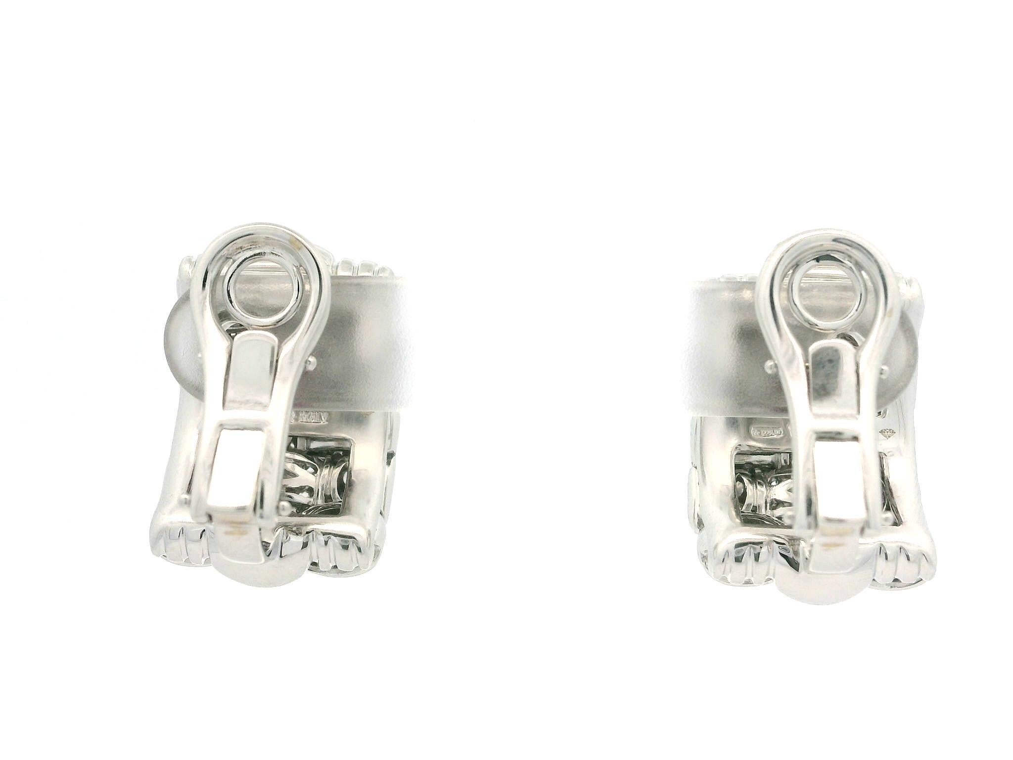 Roberto Coin Appassionata 18k White Gold 1.50ctw Diamond Weave Cuff Earrings For Sale 5