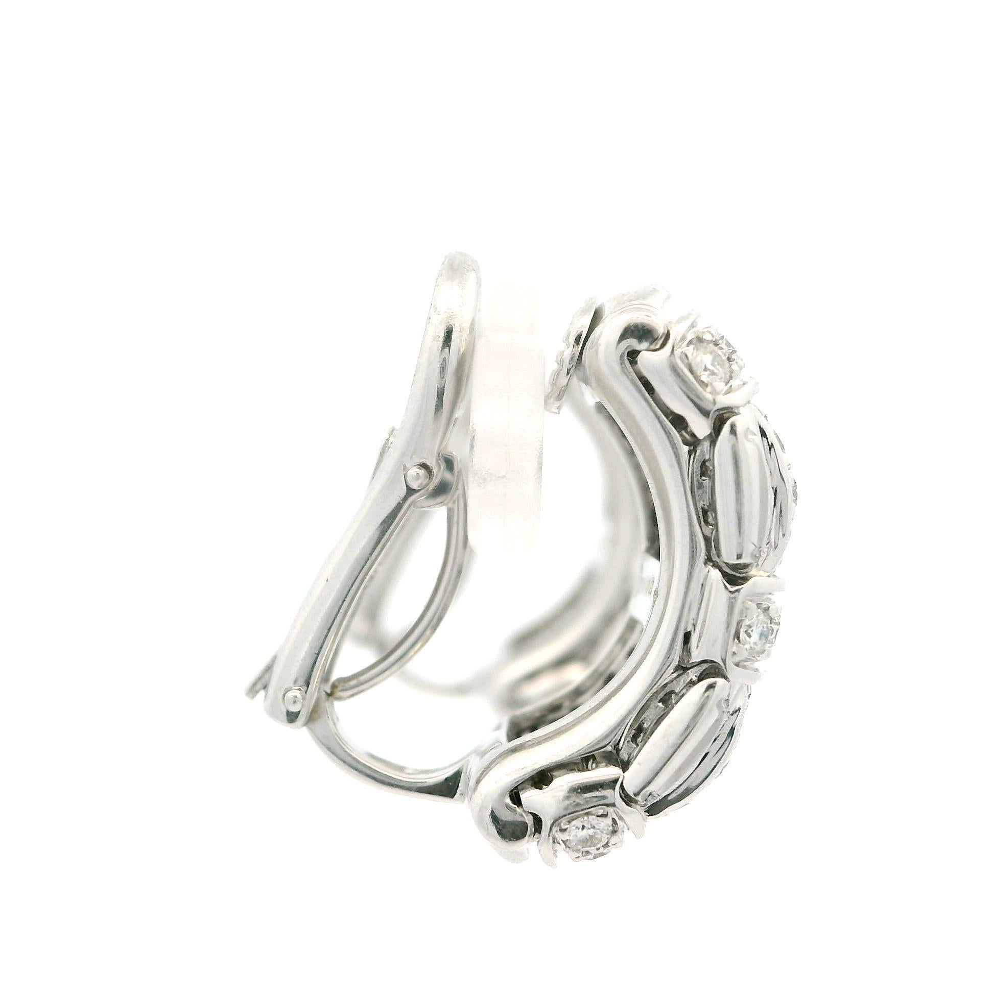 Roberto Coin Appassionata 18k White Gold 1.50ctw Diamond Weave Cuff Earrings For Sale 7