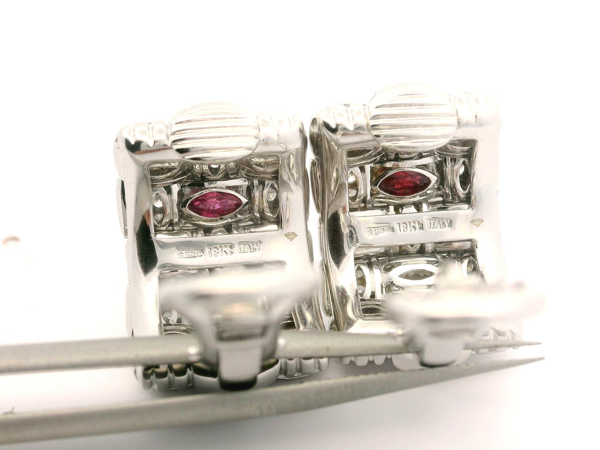 Roberto Coin Appassionata 18k White Gold 1.50ctw Diamond Weave Cuff Earrings For Sale 8