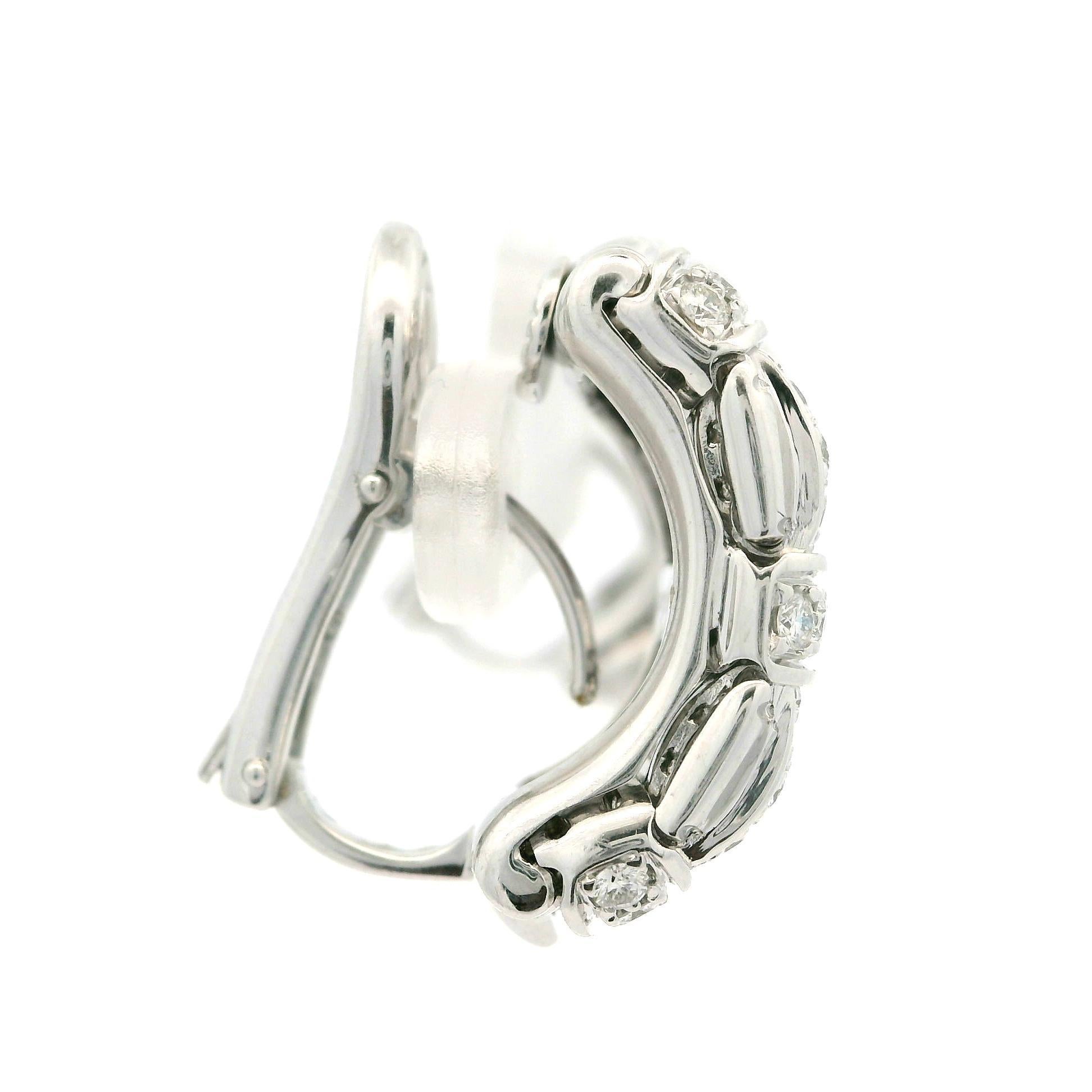 Roberto Coin Appassionata 18k White Gold 1.50ctw Diamond Weave Cuff Earrings For Sale 9