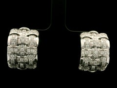Roberto Coin Appassionata 18k White Gold 1.50ctw Diamond Weave Cuff Earrings