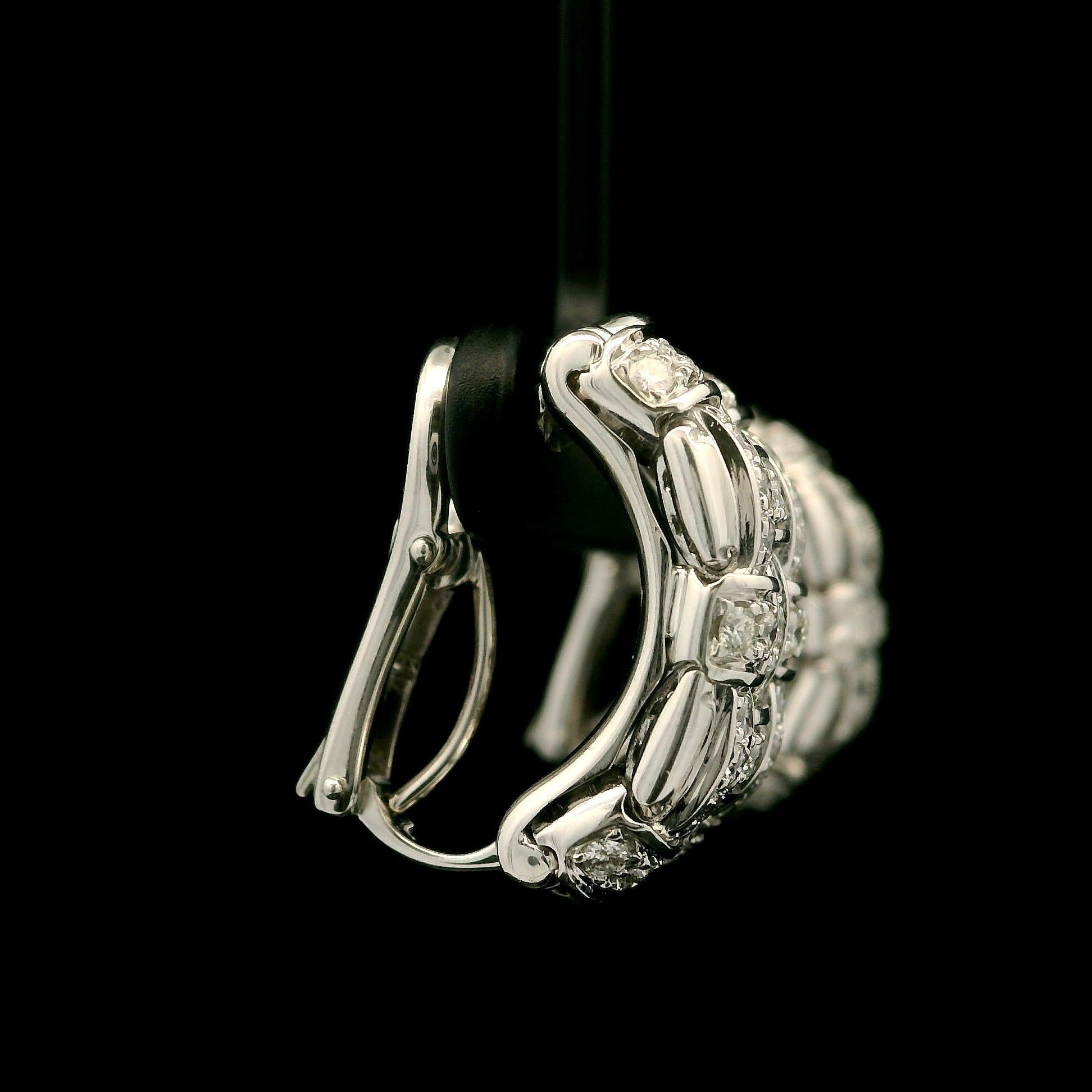 Women's Roberto Coin Appassionata 18k White Gold 1.50ctw Diamond Weave Cuff Earrings For Sale