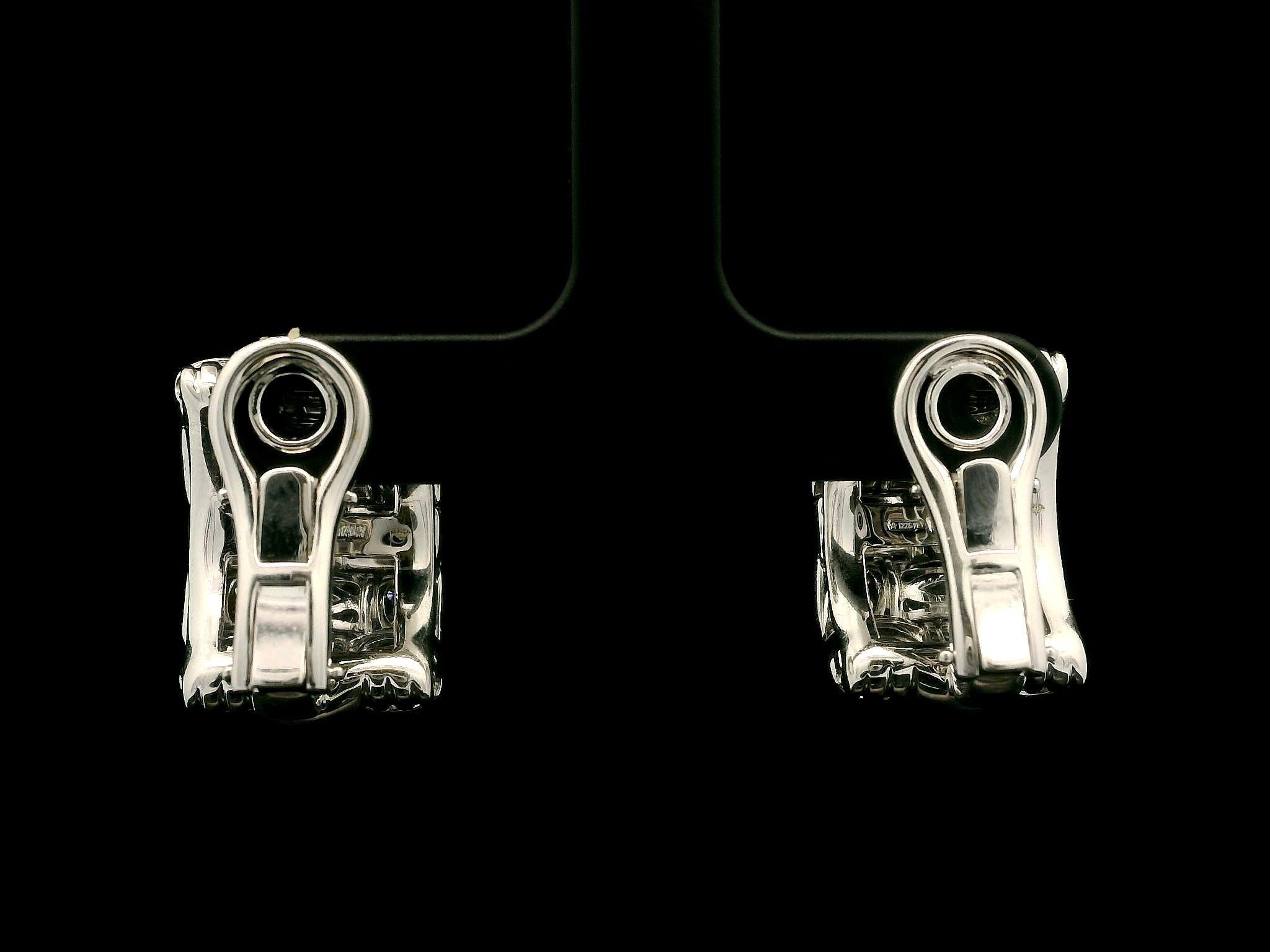 Roberto Coin Appassionata 18k White Gold 1.50ctw Diamond Weave Cuff Earrings For Sale 1