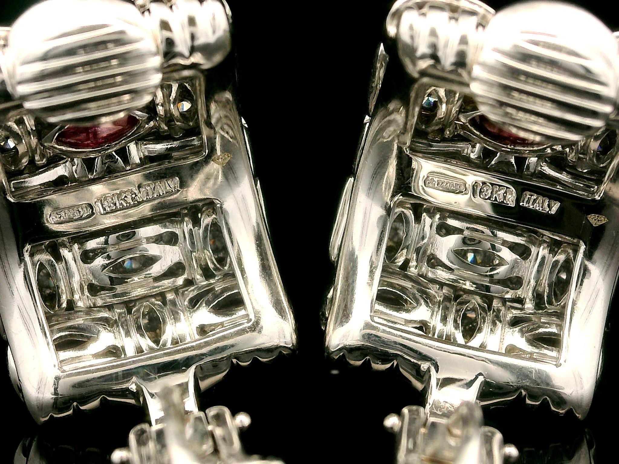 Roberto Coin Appassionata 18k White Gold 1.50ctw Diamond Weave Cuff Earrings For Sale 2