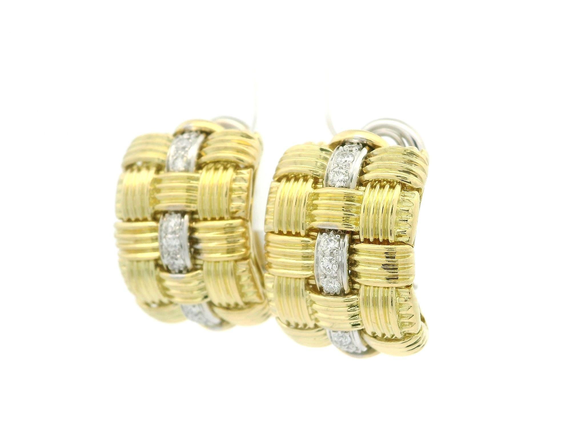 Pendientes Roberto Coin Appassionata Oro Amarillo 18k Tejido de Diamantes en venta 5