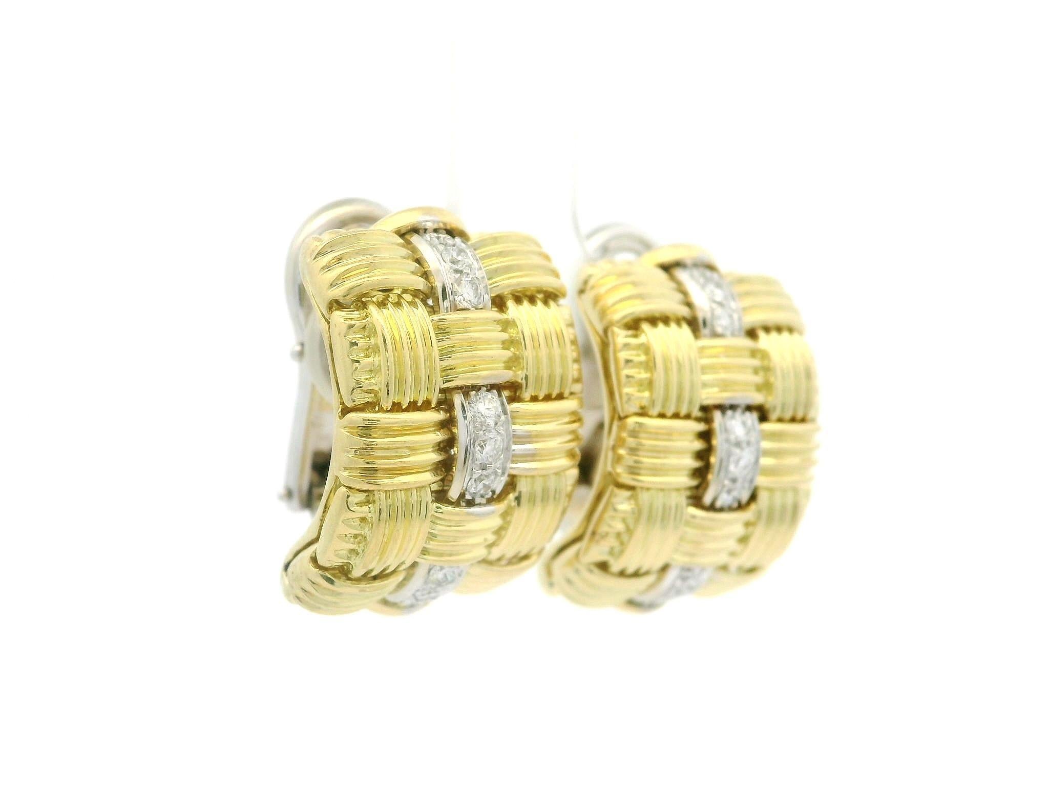 Pendientes Roberto Coin Appassionata Oro Amarillo 18k Tejido de Diamantes en venta 4