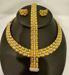 ROBERTO COIN APPASSIONATA 3 Row Woven Basket Necklace , Bracelet Earring Suite