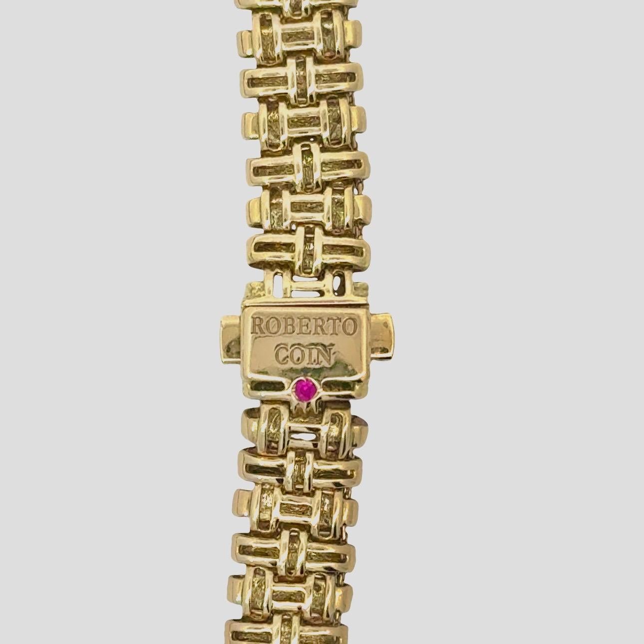 Taglio rotondo Roberto Coin Collana Appassionata Basket Weave in oro giallo 18 carati e diamanti in vendita
