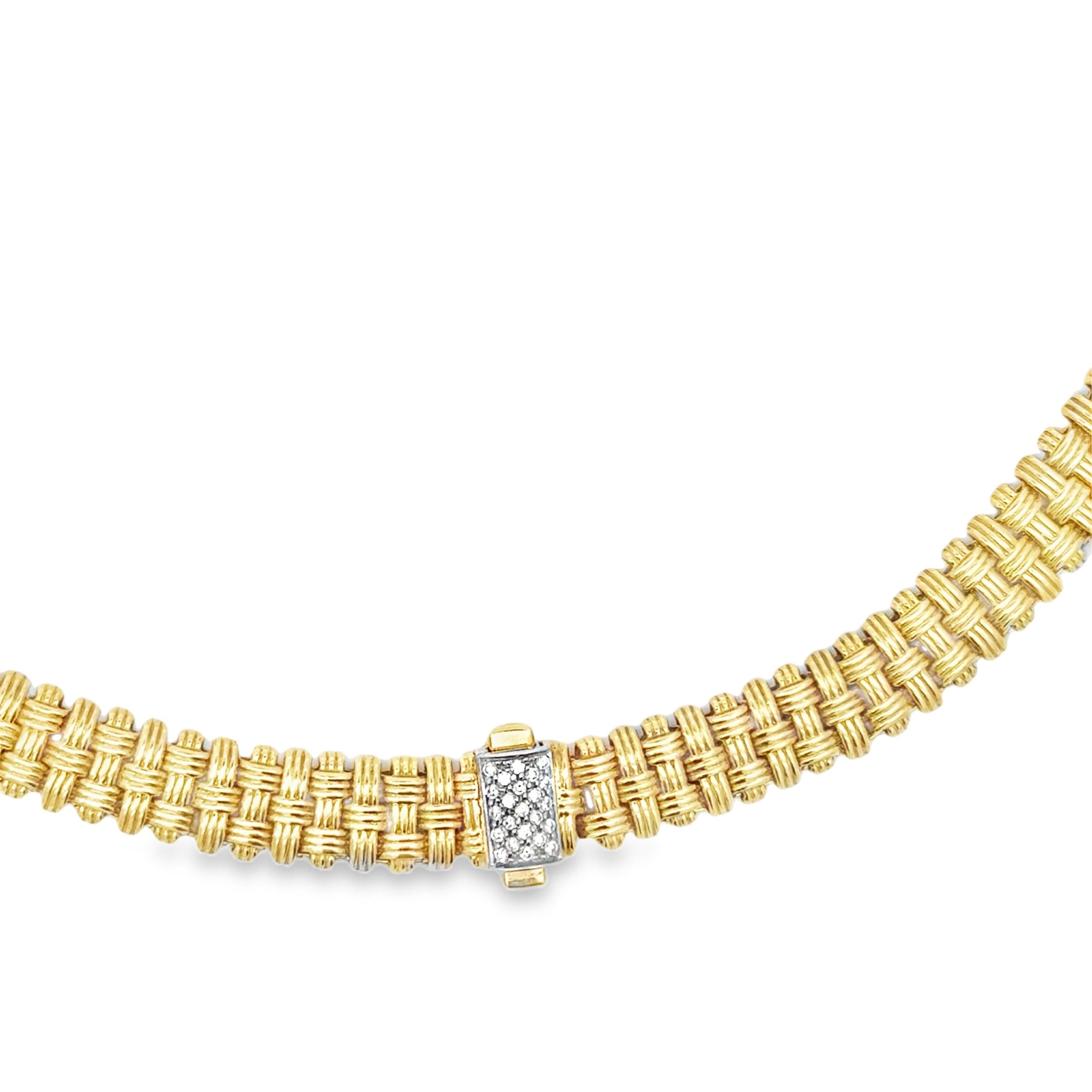 Roberto Coin Collana Appassionata Basket Weave in oro giallo 18 carati e diamanti In condizioni buone in vendita a Derby, NY