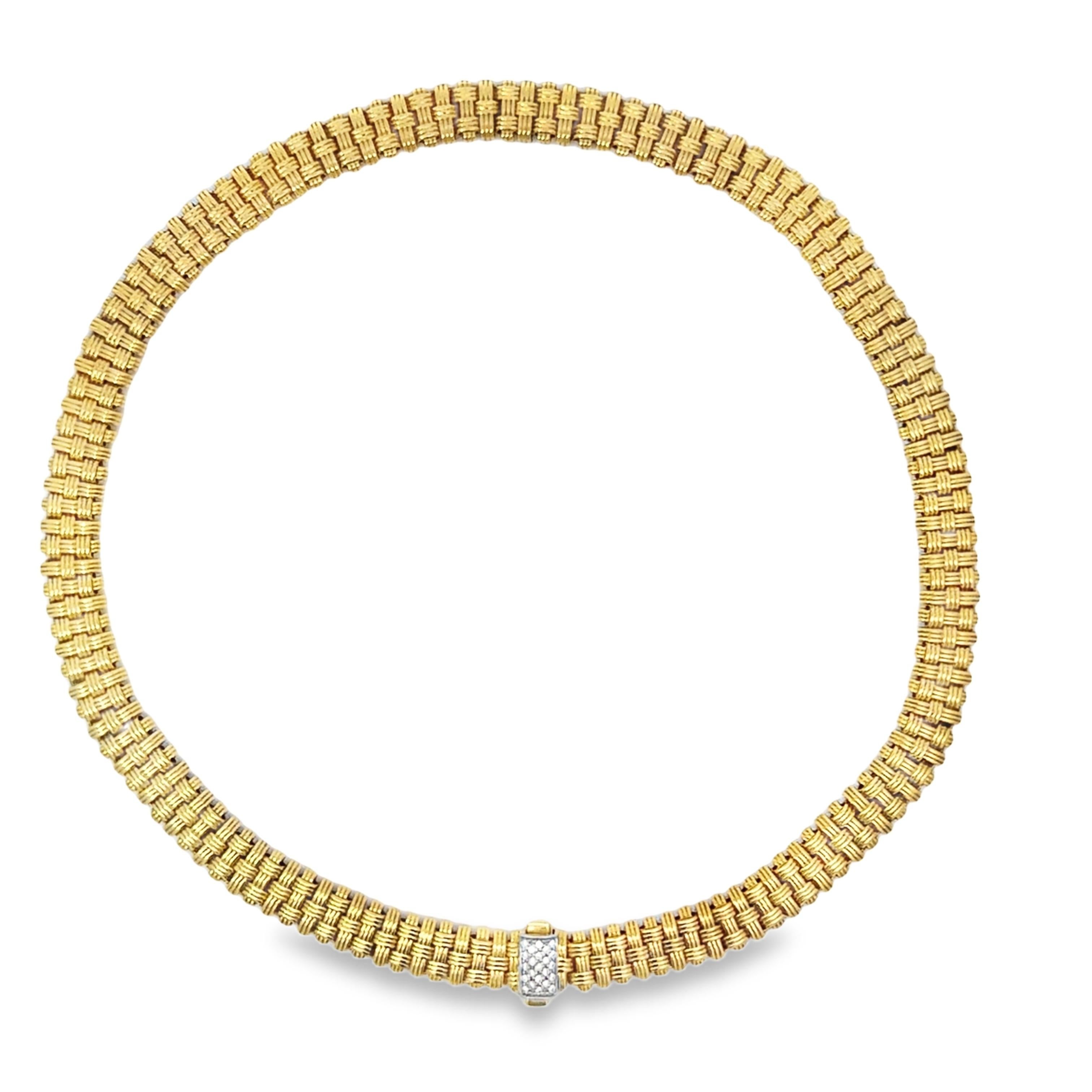da uomo o donna Roberto Coin Collana Appassionata Basket Weave in oro giallo 18 carati e diamanti in vendita