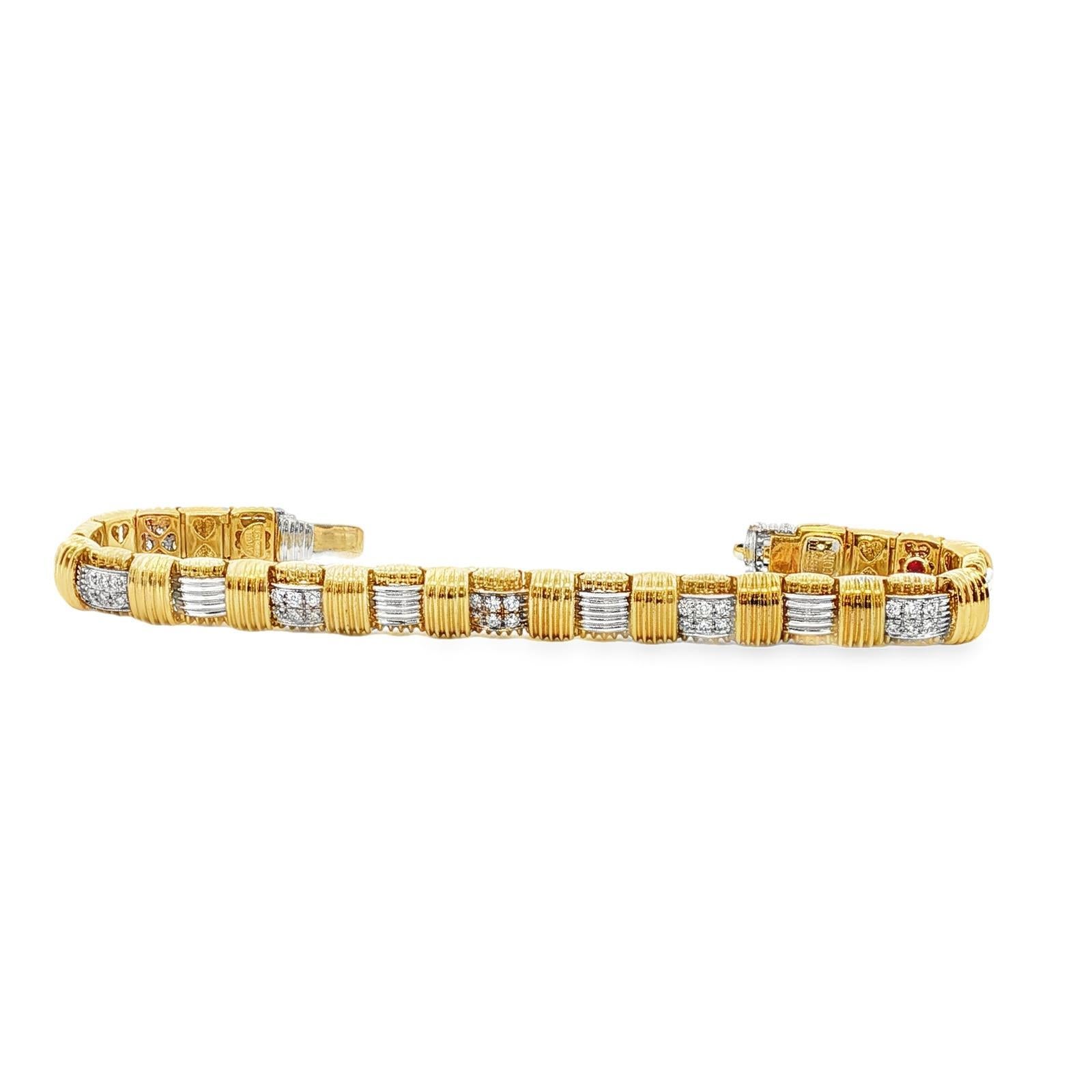 Roberto Coin Pulsera Appassionata Diamante Oro 18 Kilates Dos Tonos Link Moderno en venta