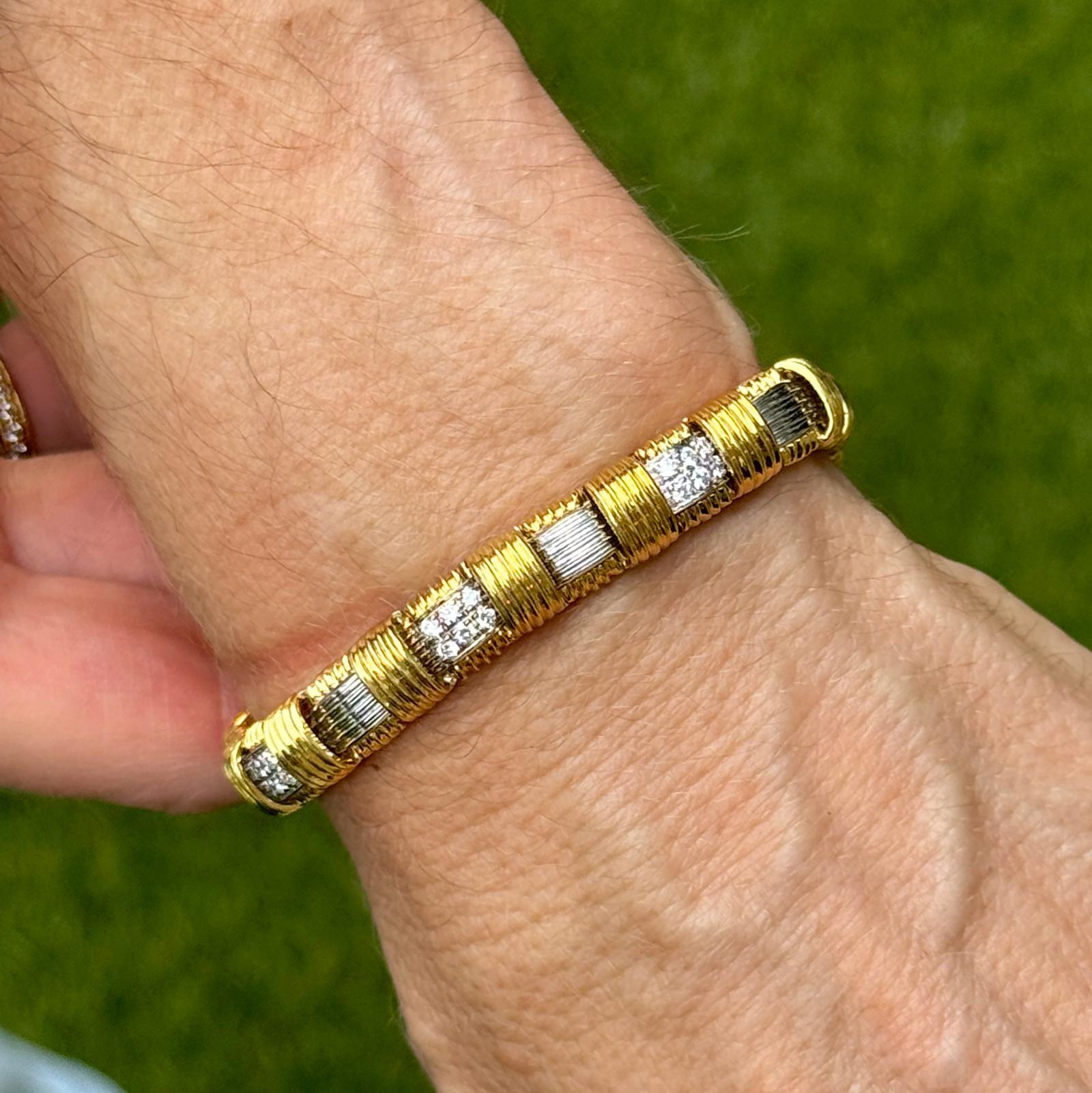 Roberto Coin Pulsera Appassionata Diamante Oro 18 Kilates Dos Tonos Link Corte brillante en venta