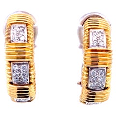 Roberto Coin Appassionata Diamond and Gold Half Hoop Earrings in 18k Gold