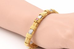 Roberto Coin Appassionata Diamond and Ruby 18 Karat Yellow Gold Bracelet