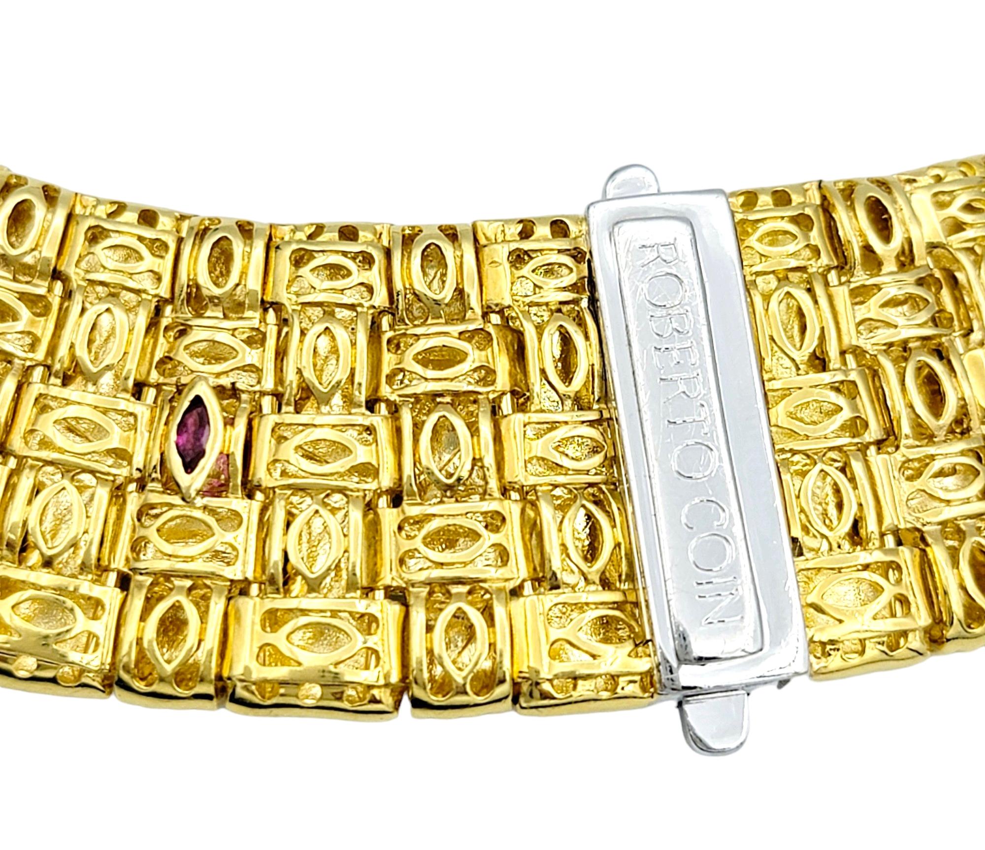 Women's Roberto Coin Appassionata Diamond Basket Weave Collar Necklace in 18 Karat Gold