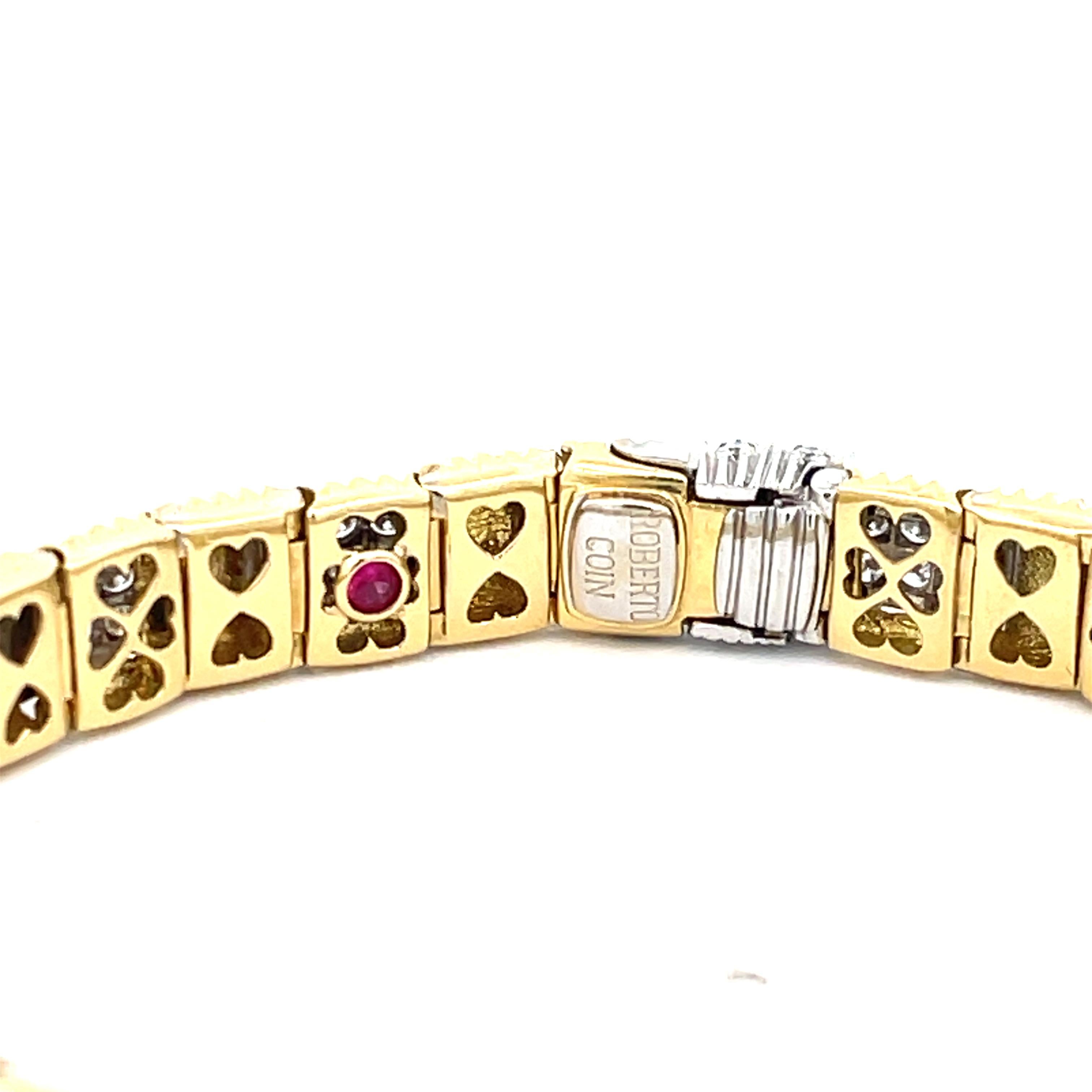 Roberto Coin Appassionata Diamond Bracelet in 18K Yellow and White Gold. The bracelet features 2.30ctw of brilliant round diamonds. The bracelet is 7 inches long, 8mm wide, and weighs 33 grams. Stamped Roberto Coin Italy 18k.