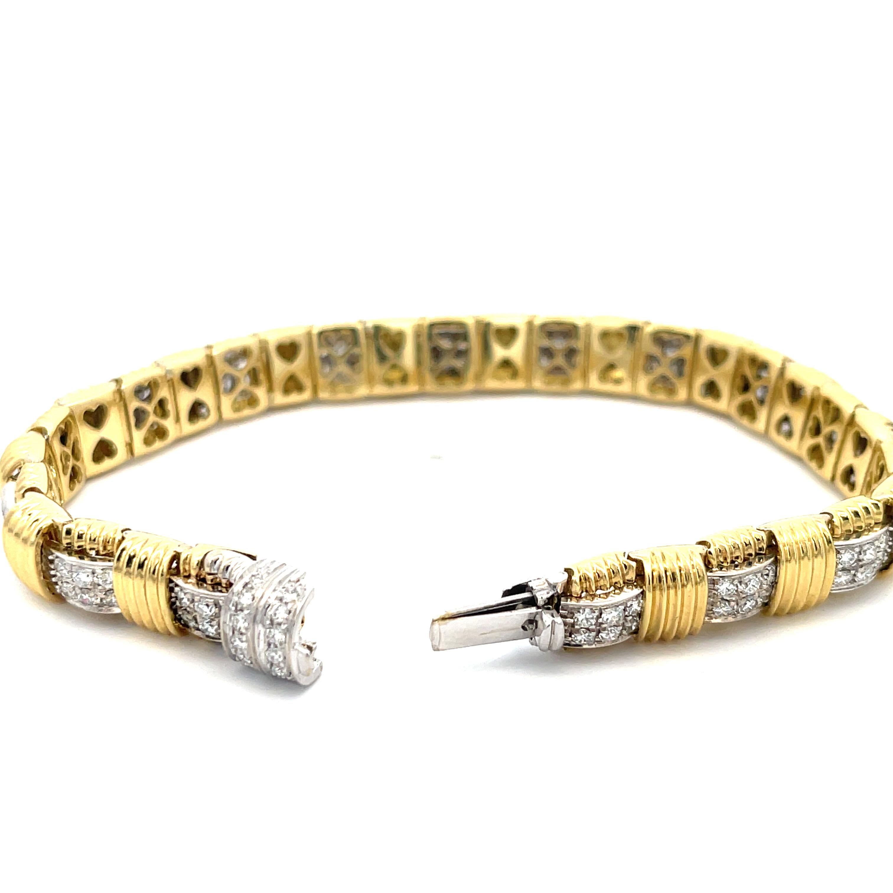 Round Cut Roberto Coin Appassionata Diamond Bracelet 18K Yellow & White Gold