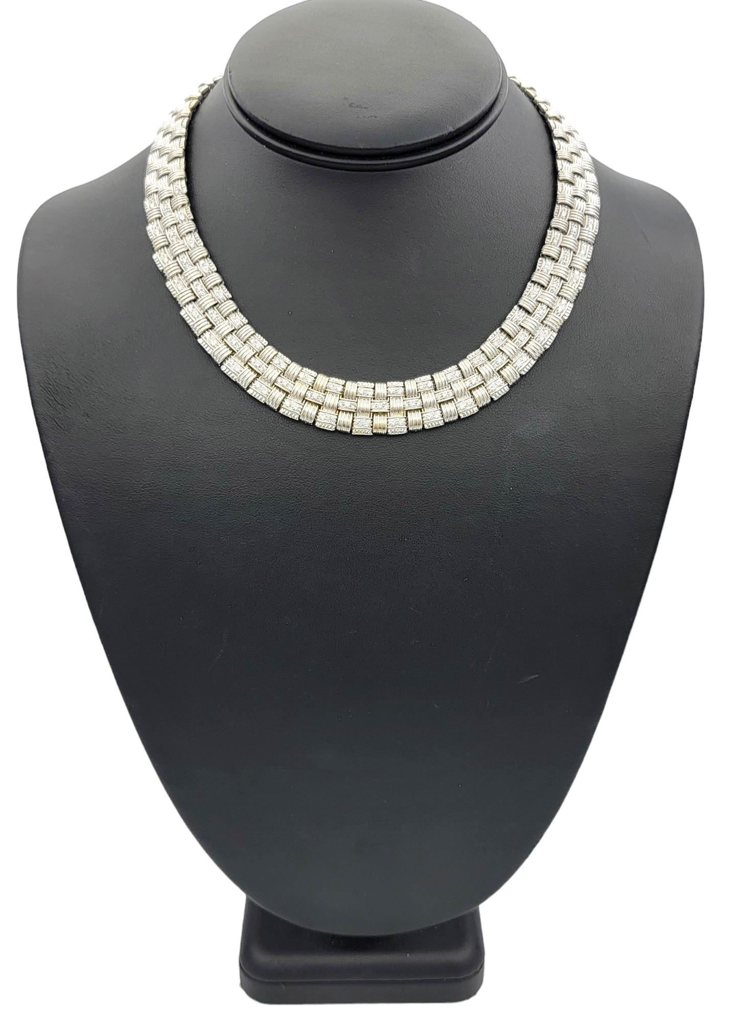 Roberto Coin Appassionata Diamond Collar Necklace Set in 18 Karat White Gold  For Sale 4
