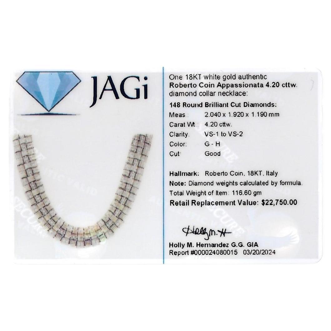 Roberto Coin Appassionata Diamond Collar Necklace Set in 18 Karat White Gold For Sale 4