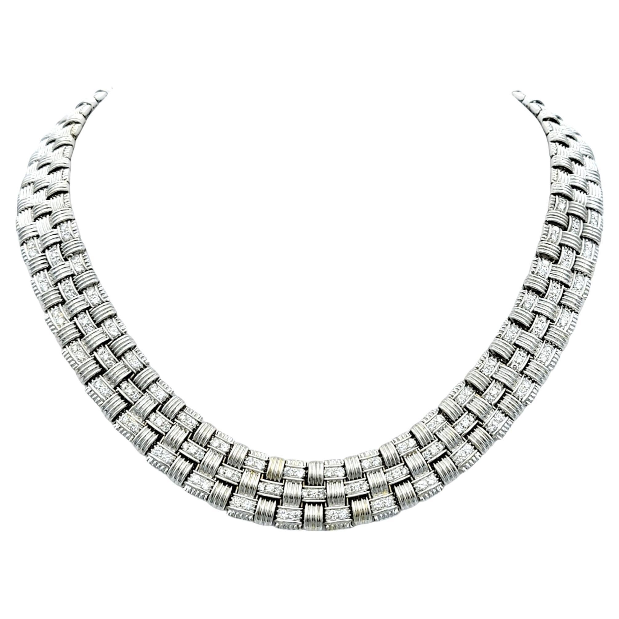 Roberto Coin Appassionata Diamond Collar Necklace Set in 18 Karat White Gold  For Sale