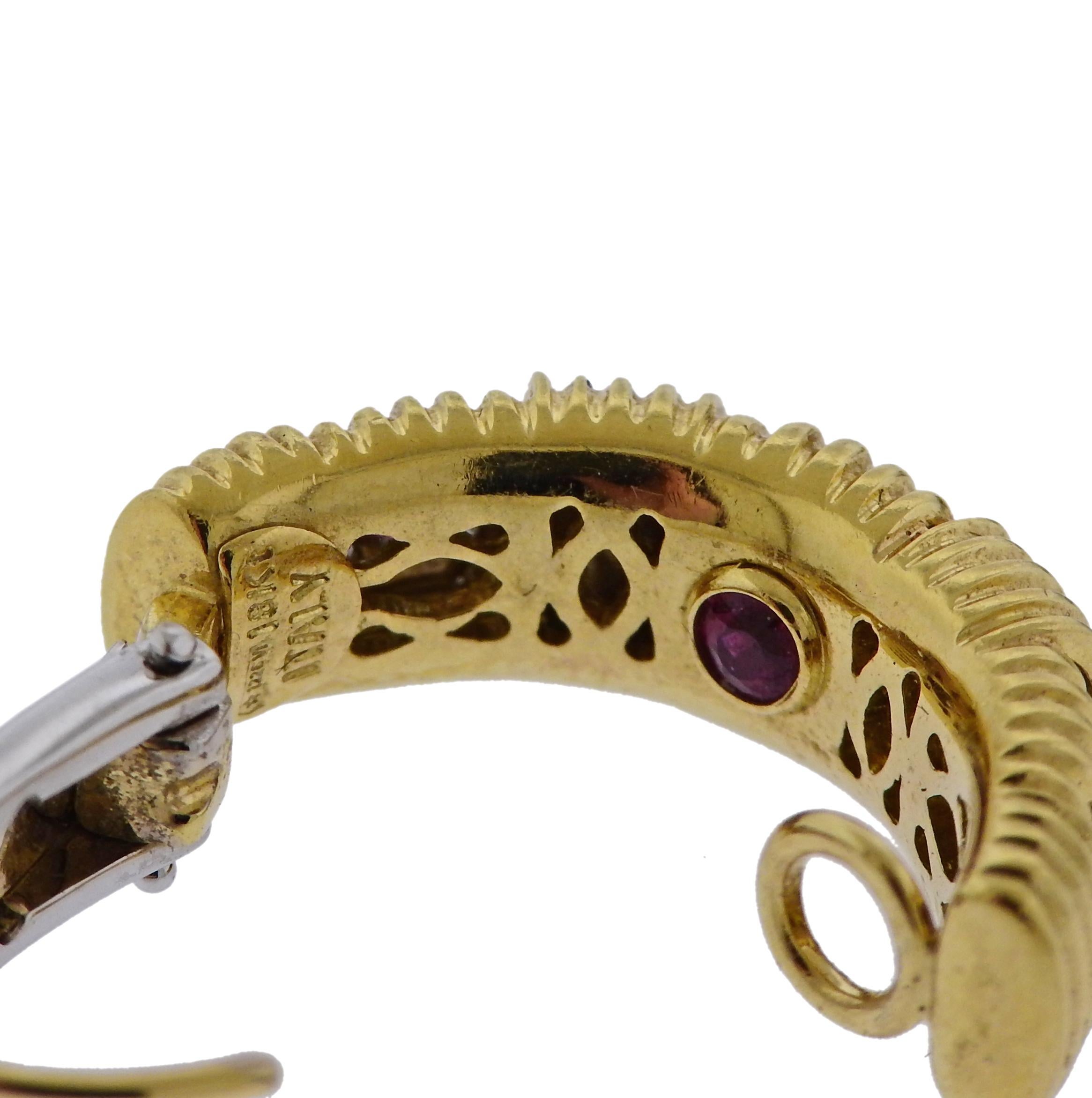 Women's Roberto Coin Appassionata Diamond Gold Hoop Earrings