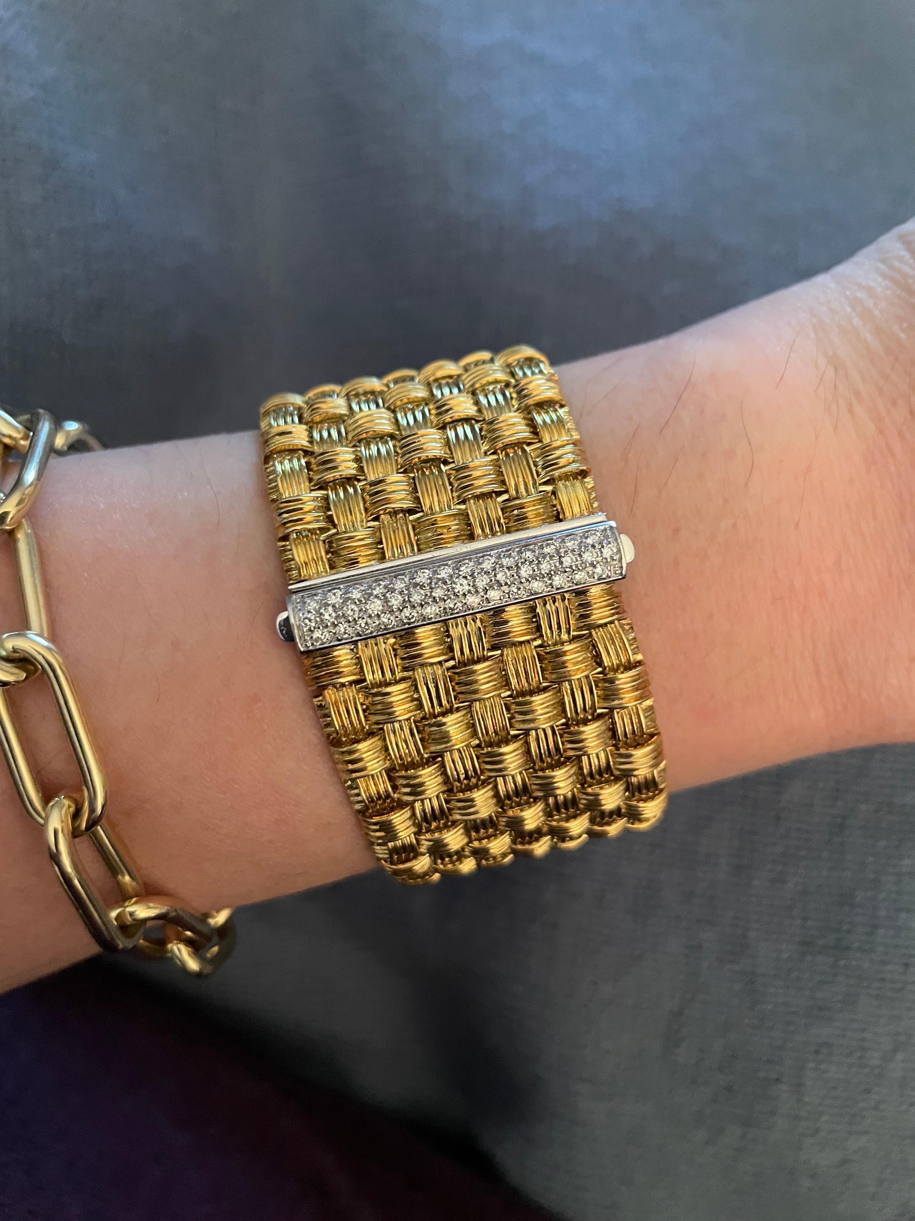 Roberto Coin Appassionata Diamond Gold Woven Bracelet 126.8 Grams 18K Gold 5