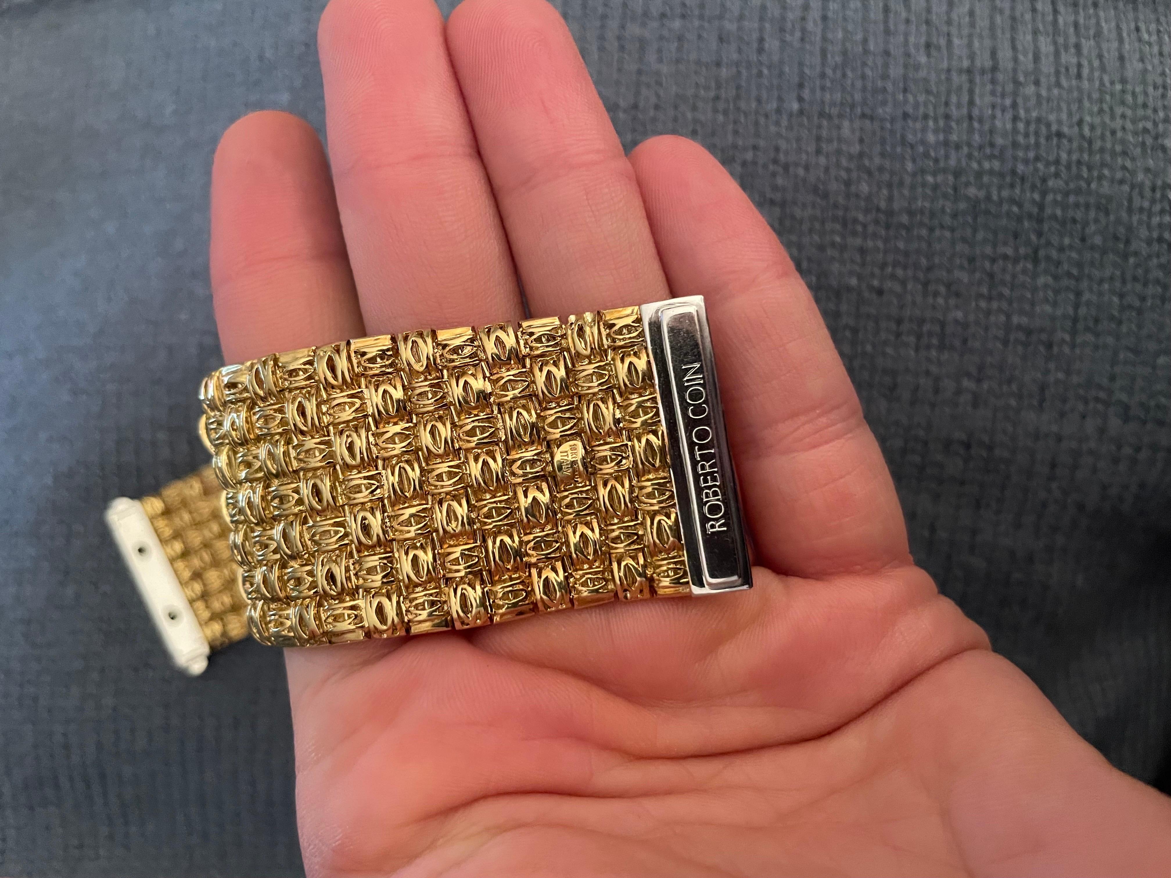Roberto Coin Appassionata Diamond Gold Woven Bracelet 126.8 Grams 18K Gold 9