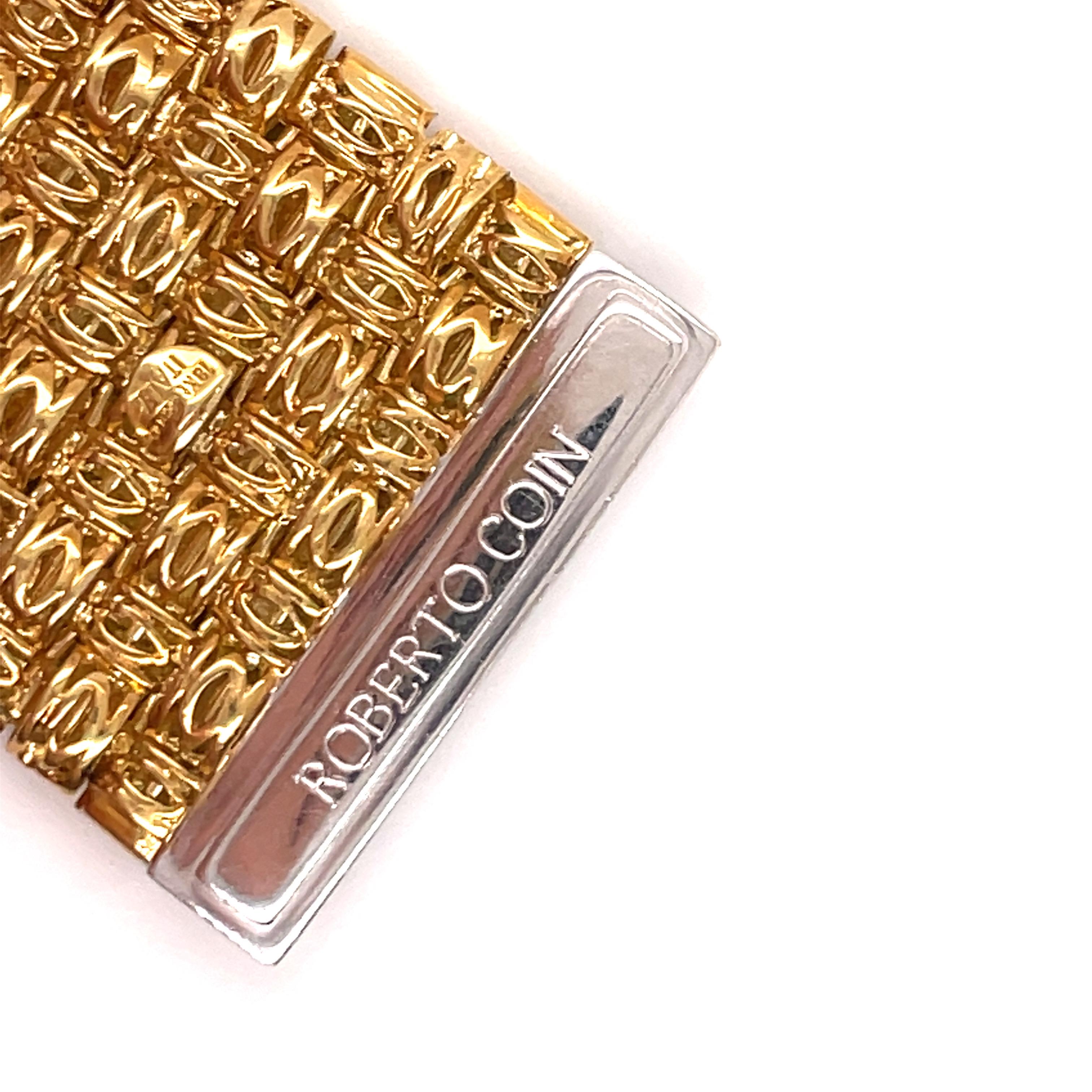 Women's Roberto Coin Appassionata Diamond Gold Woven Bracelet 126.8 Grams 18K Gold