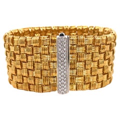 Roberto Coin Appassionata Diamond Gold Woven Bracelet 126.8 Grams 18K Gold