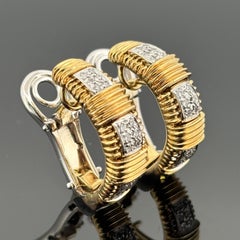 Roberto Coin Appassionata Diamond Semi Hoop Earrings 18k Gold