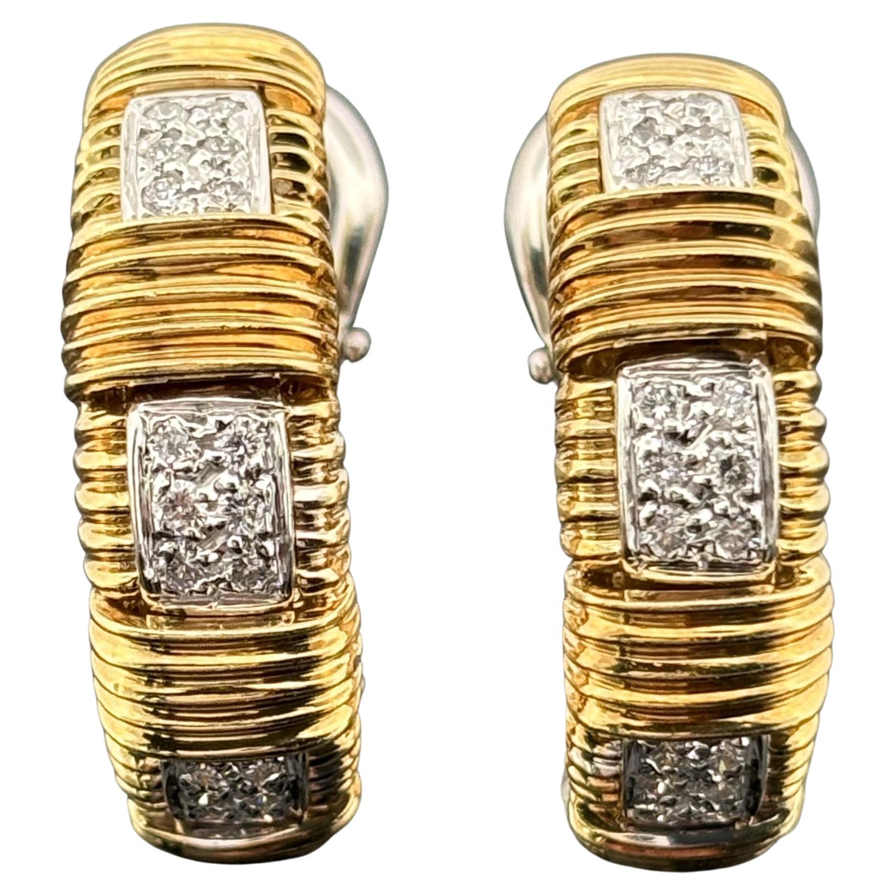 Roberto Coin Appassionata Diamond Semi Hoop Earrings 18k Gold