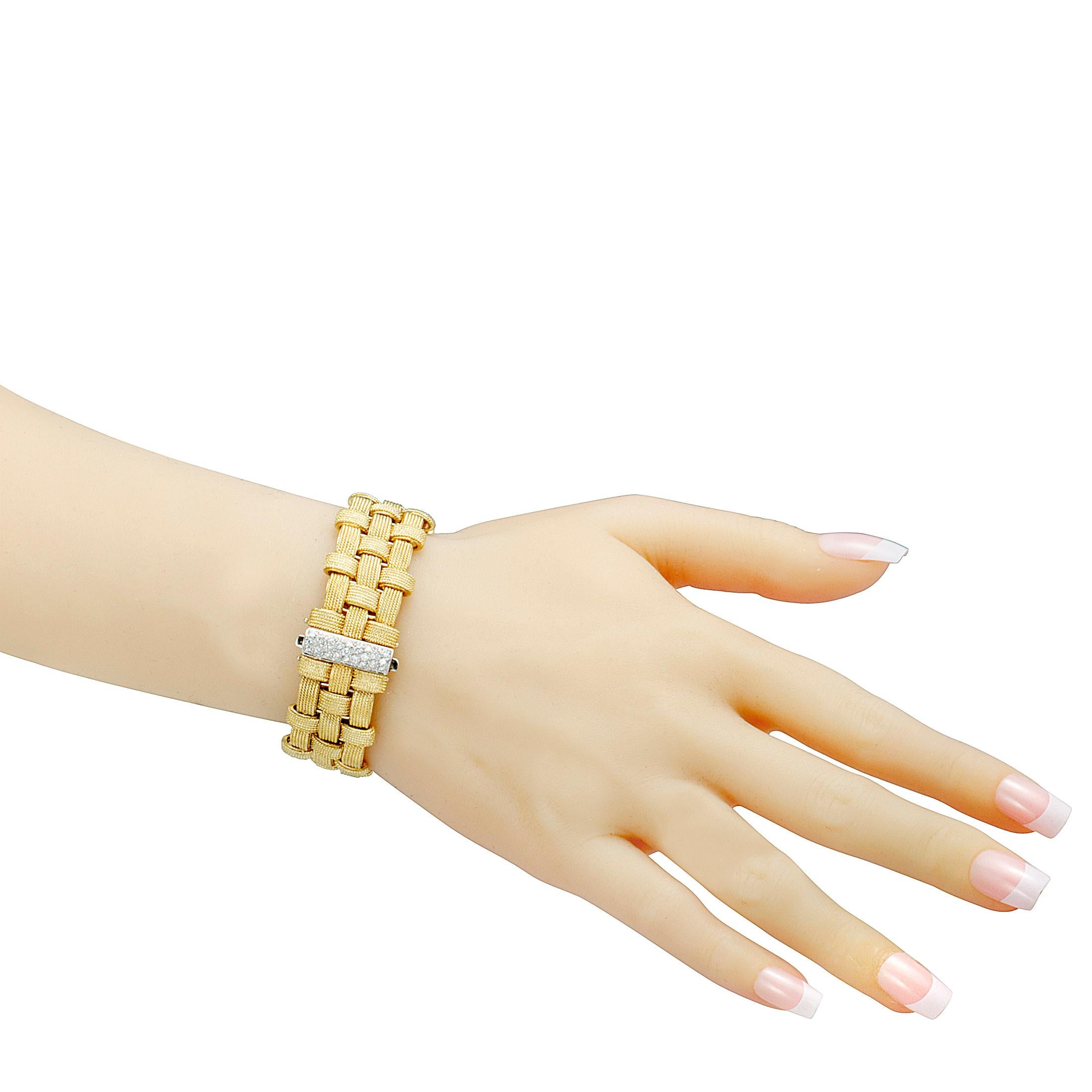 Women's Roberto Coin Appassionata Diamond Yellow and White Gold Bracelet