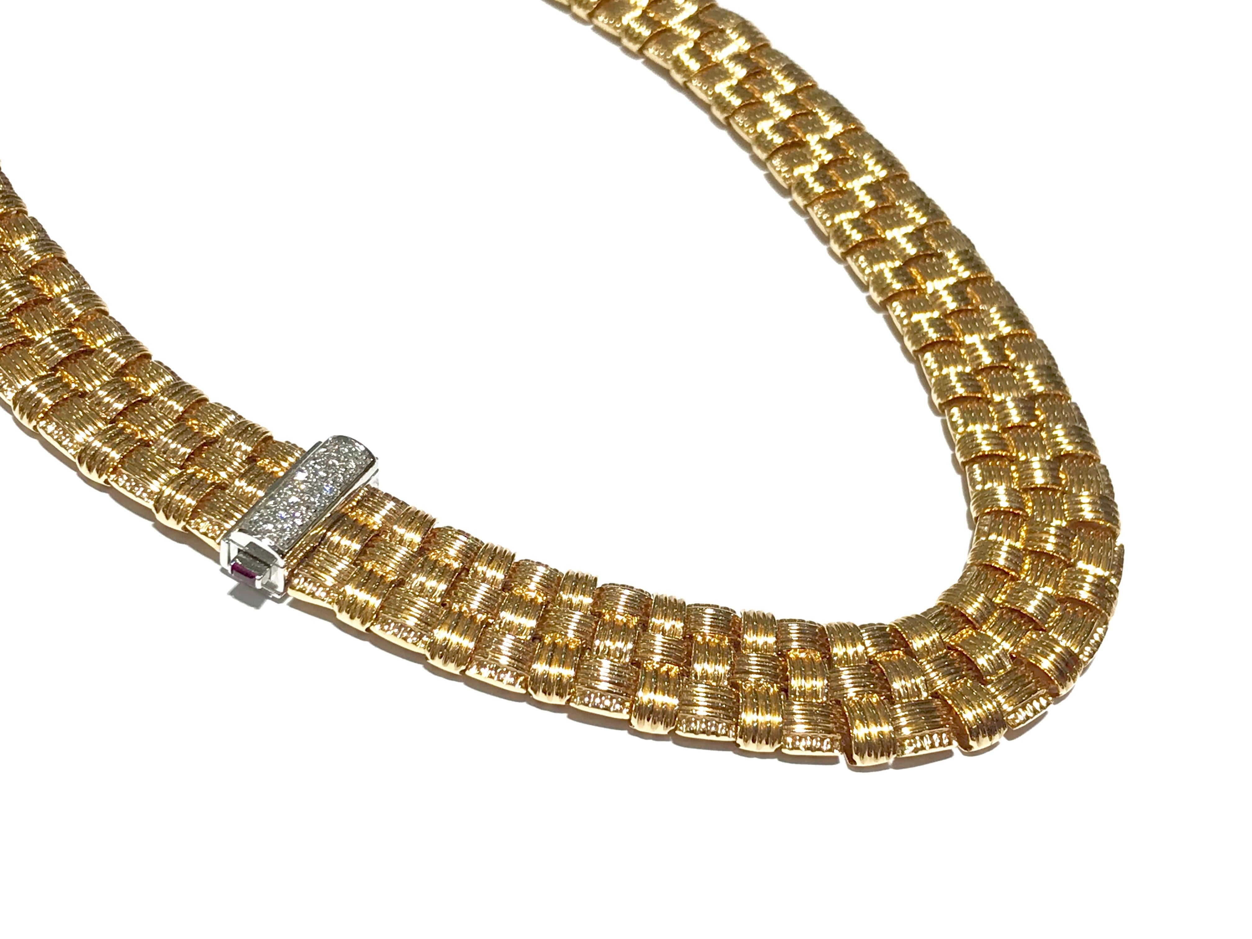 Roberto Coin Appassionata like Brilliant 3-Row Necklace with 0.22 Carat Diamonds In New Condition For Sale In Toronto, Ontario