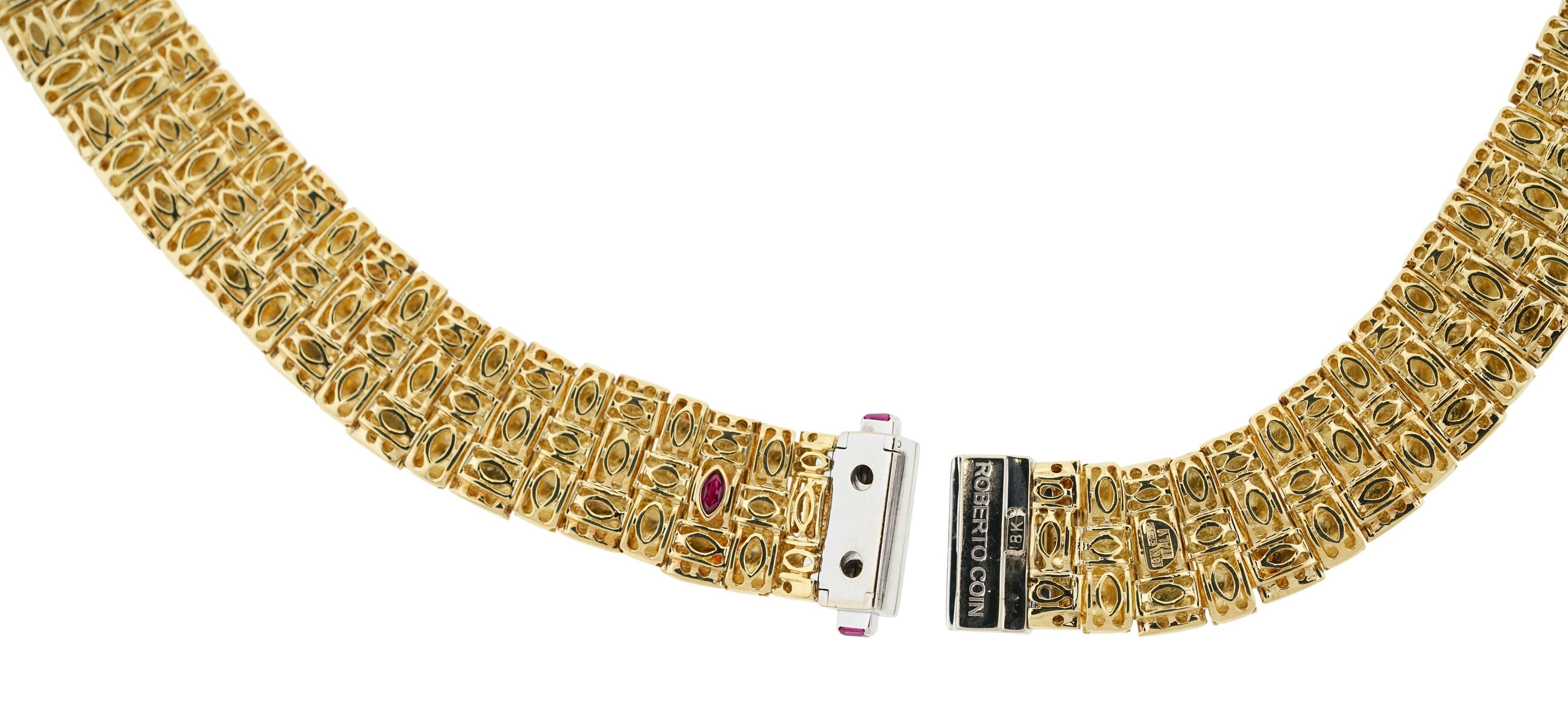 Taille ronde Roberto Coin, collier Appassionata en or jaune 18 carats avec diamants en vente