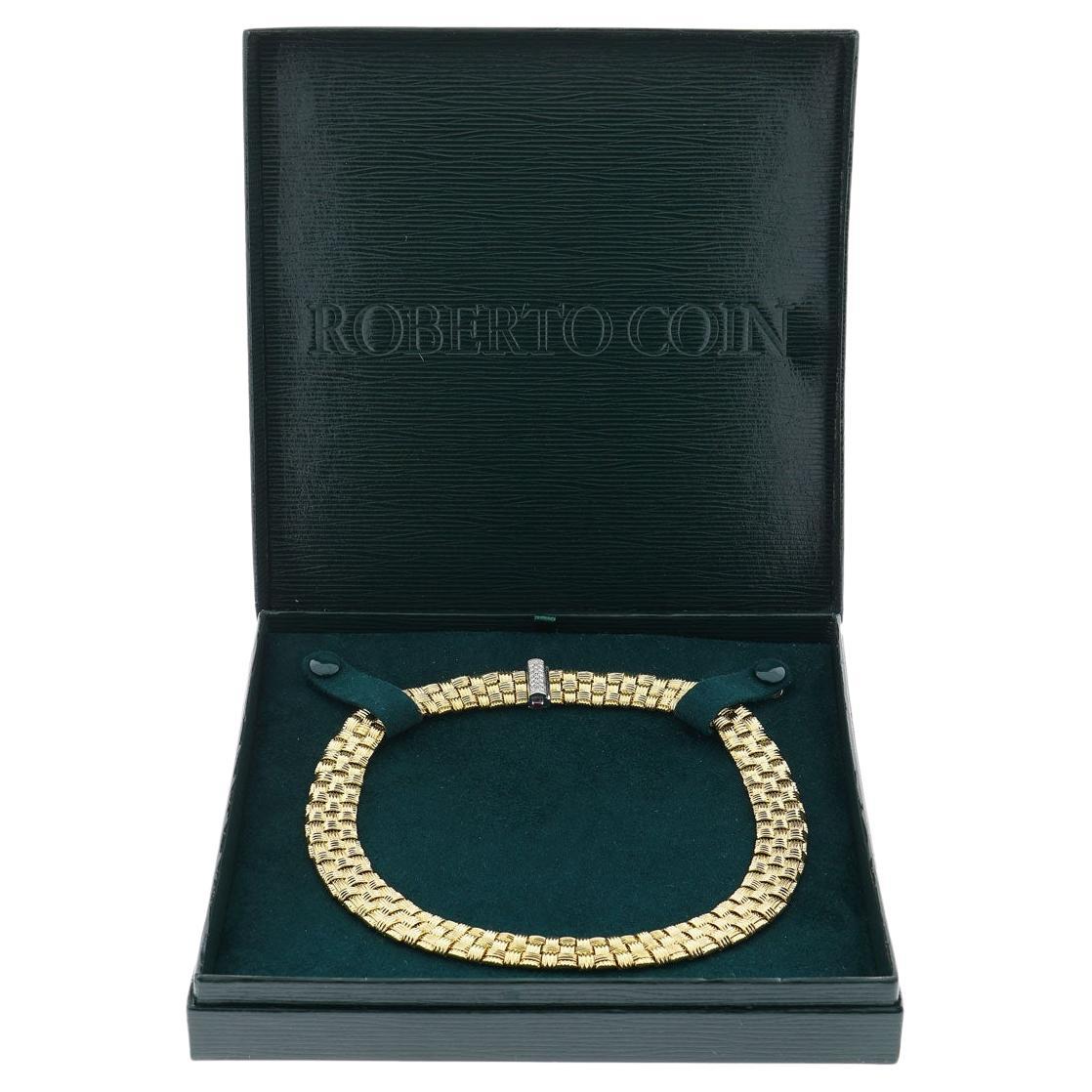 Roberto Coin Appassionata Necklace 18 Karat Yellow Gold with Diamonds For Sale